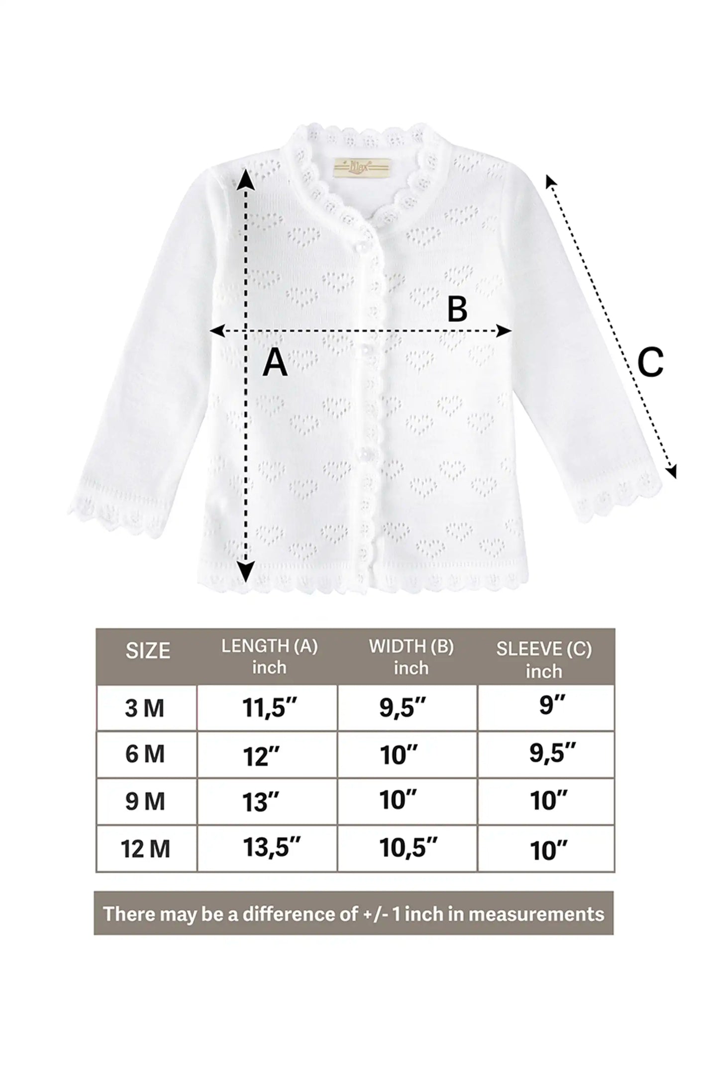 Knit Cardigan Sweater with Little Hearts Design for Baby Girls