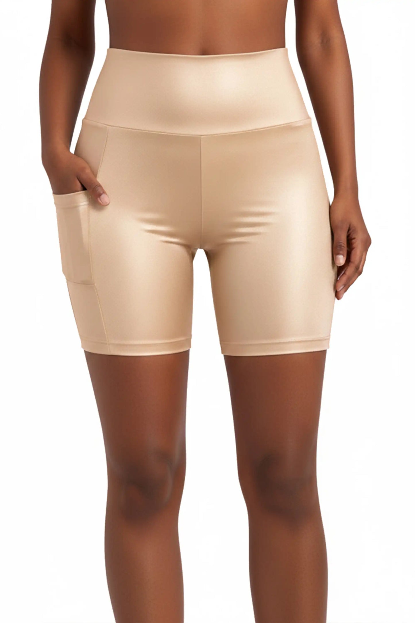 Girls Athletic Shorts with Pocket High Waisted Biker Shorts for Dance Yoga Gymnastics