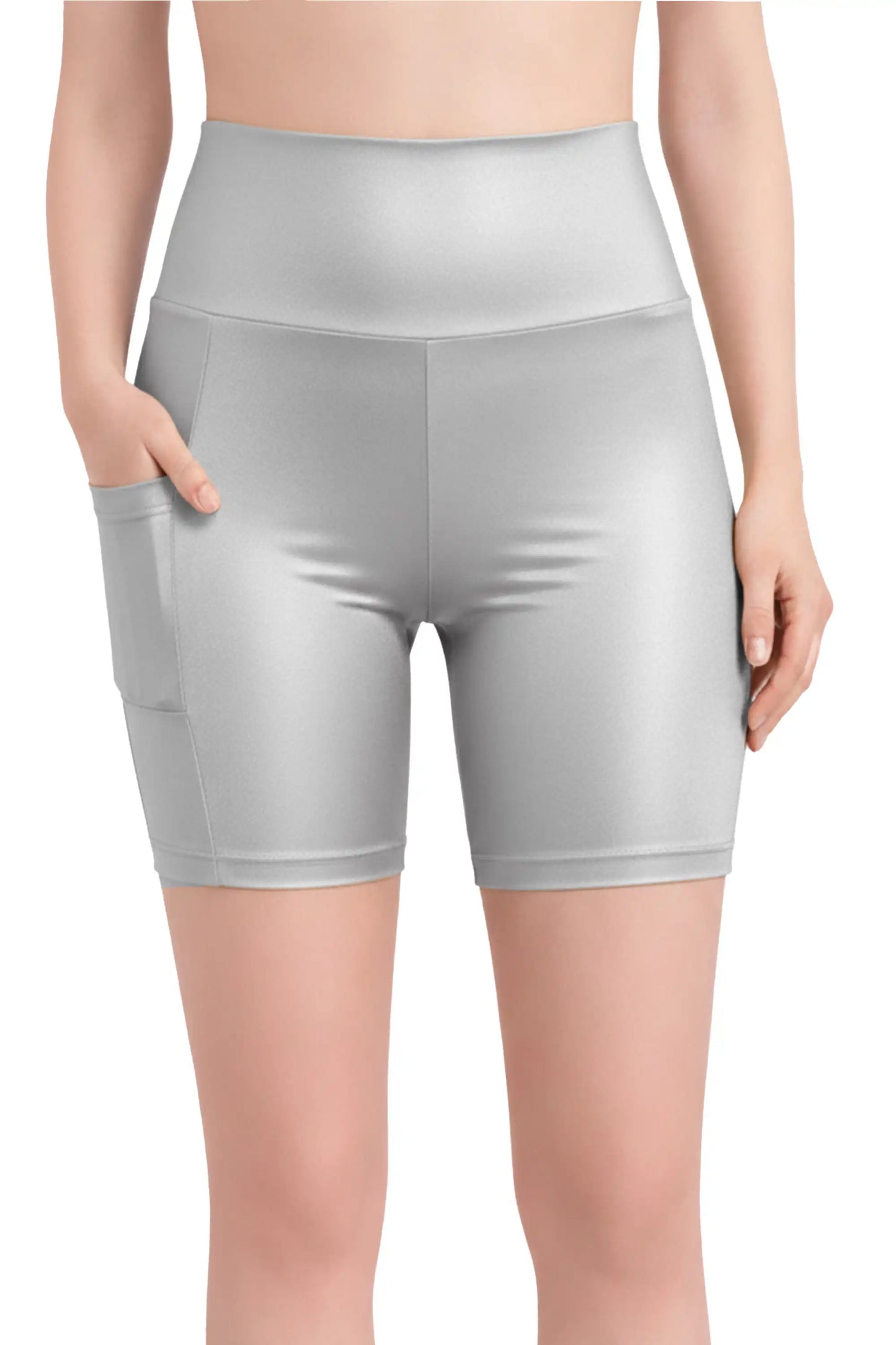 Girls Athletic Shorts with Pocket High Waisted Biker Shorts for Dance Yoga Gymnastics