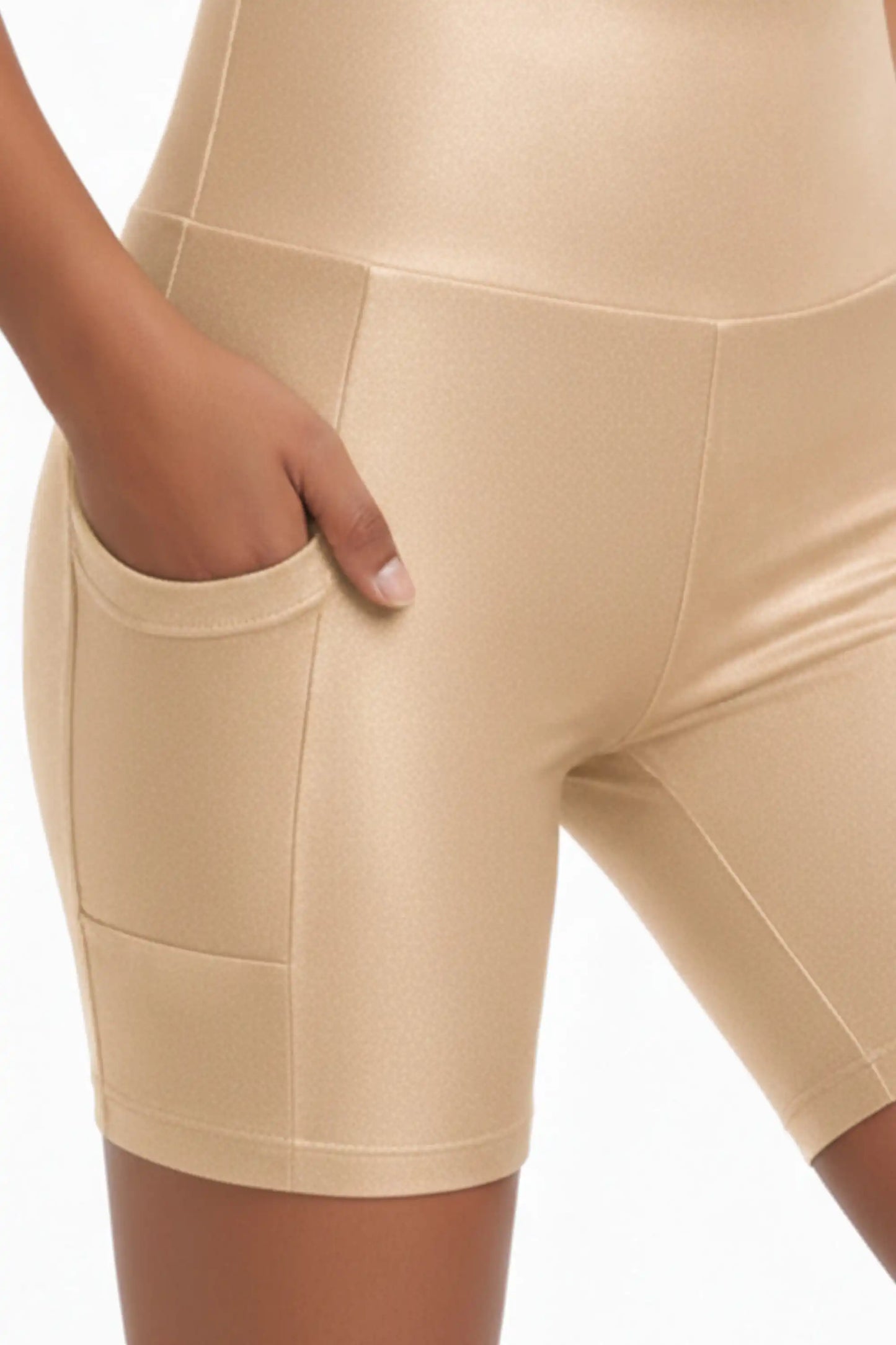 Girls Athletic Shorts with Pocket High Waisted Biker Shorts for Dance Yoga Gymnastics