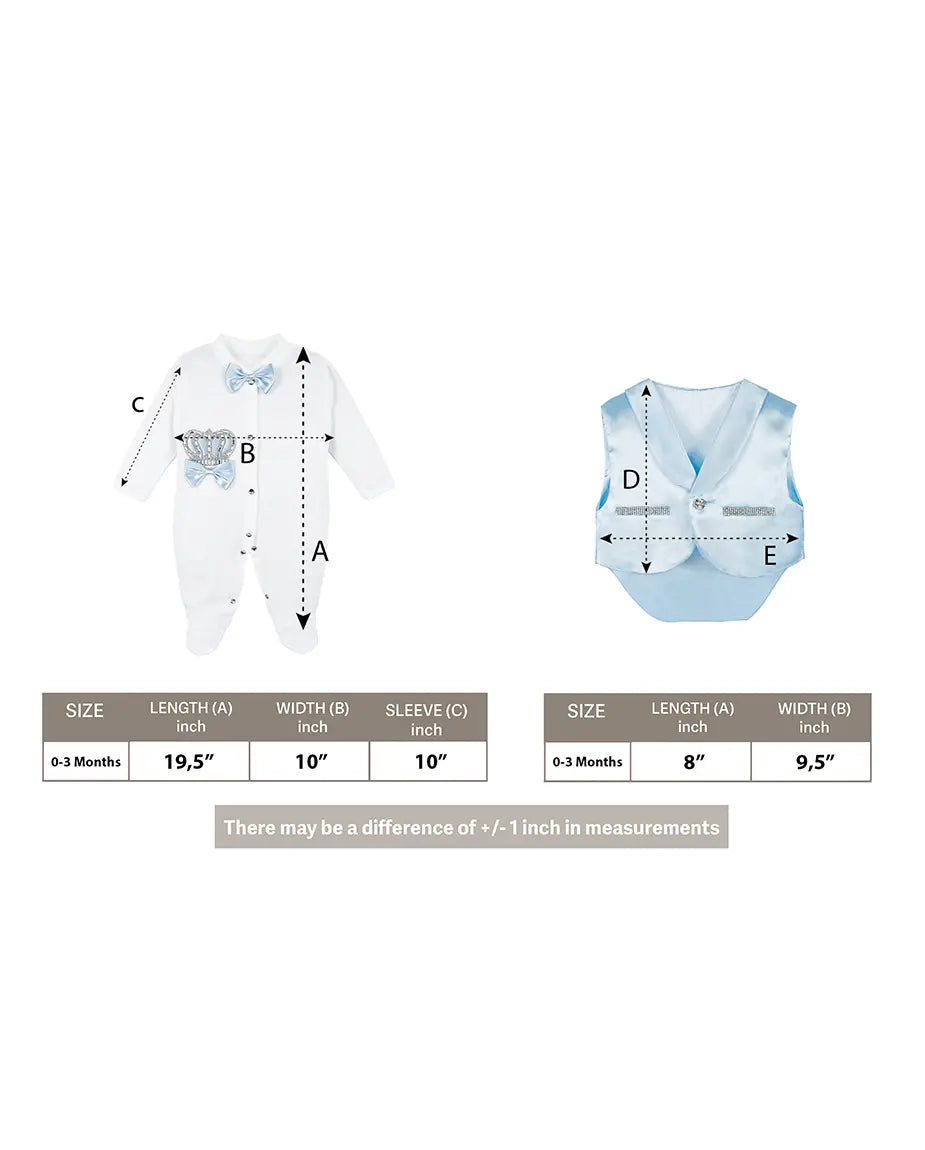 Regal and Handsome: 5-Piece Layette Gift Set with Jeweled Crown Tuxedo for Baby Boys (0-3 Months)