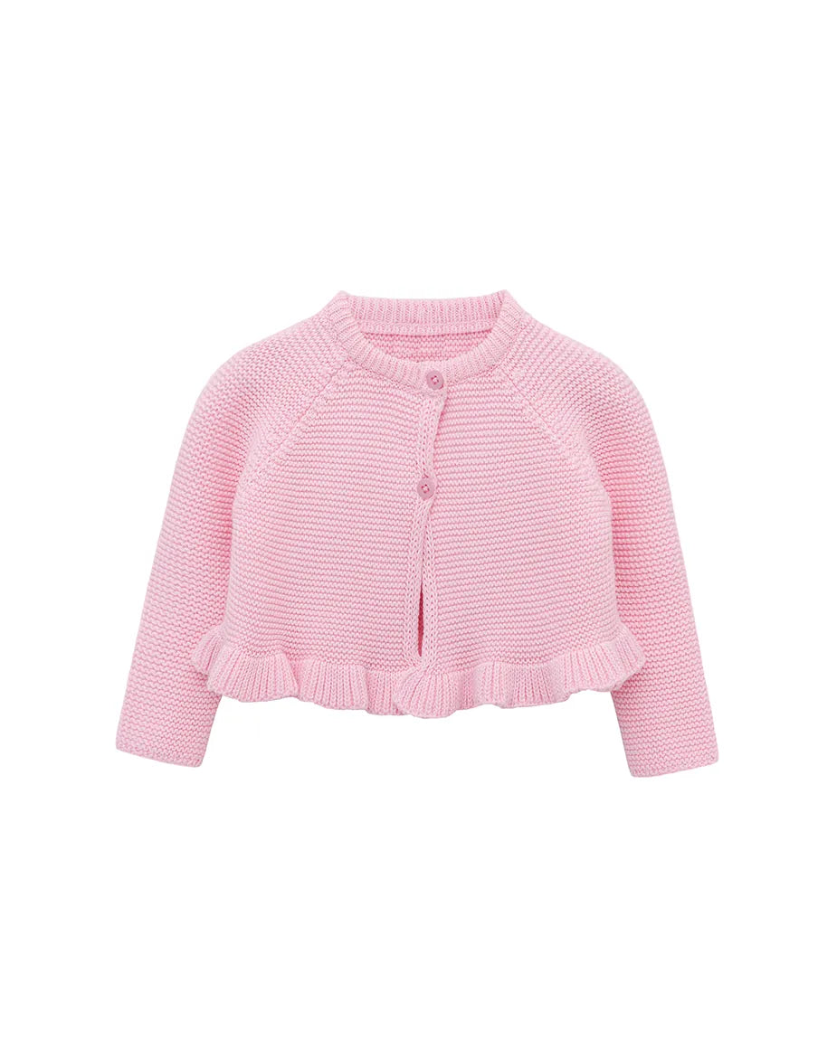 Baby Girls' Knit Long Sleeve Ruffled Cardigan Bolero Shrug
