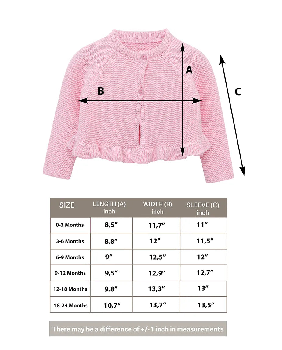 Baby Girls' Knit Long Sleeve Ruffled Cardigan Bolero Shrug