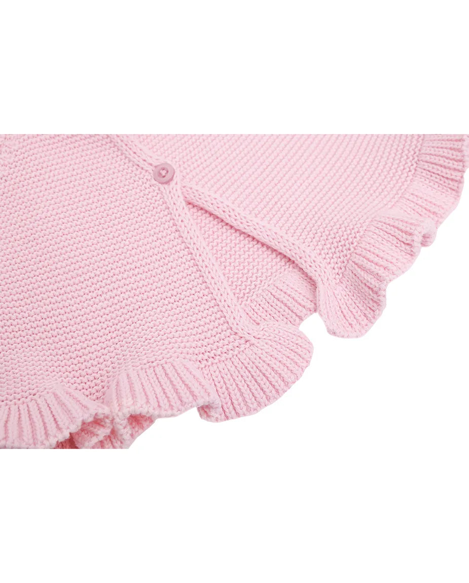Baby Girls' Knit Long Sleeve Ruffled Cardigan Bolero Shrug