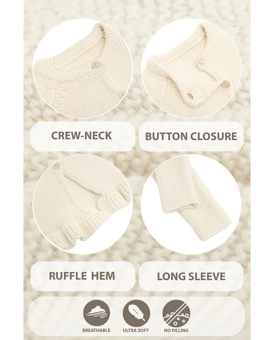 Baby Girls' Knit Long Sleeve Ruffled Cardigan Bolero Shrug
