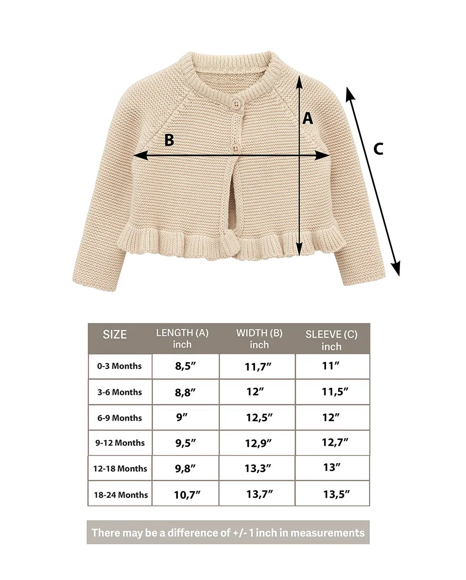 Baby Girls' Knit Long Sleeve Ruffled Cardigan Bolero Shrug