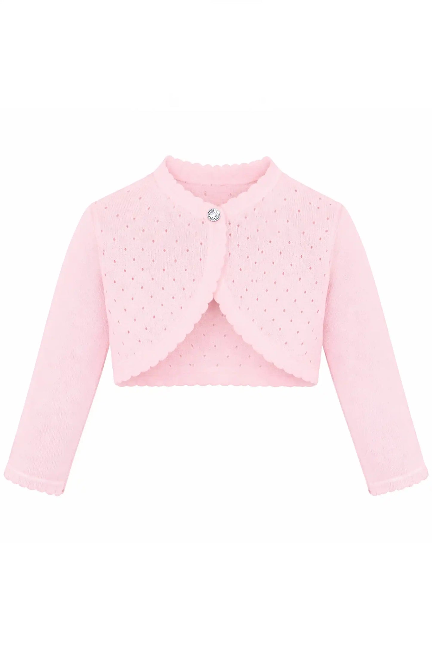 Baby Girls' Long Sleeve Knit One Button Closure Bolero Shrug