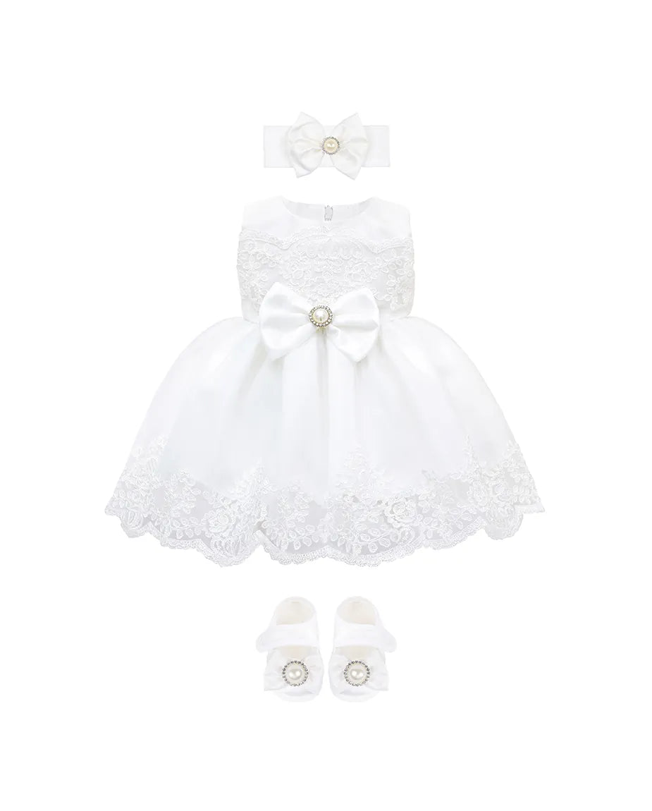 Newborn 6-Piece Lace & Tulle Princess Dress Set