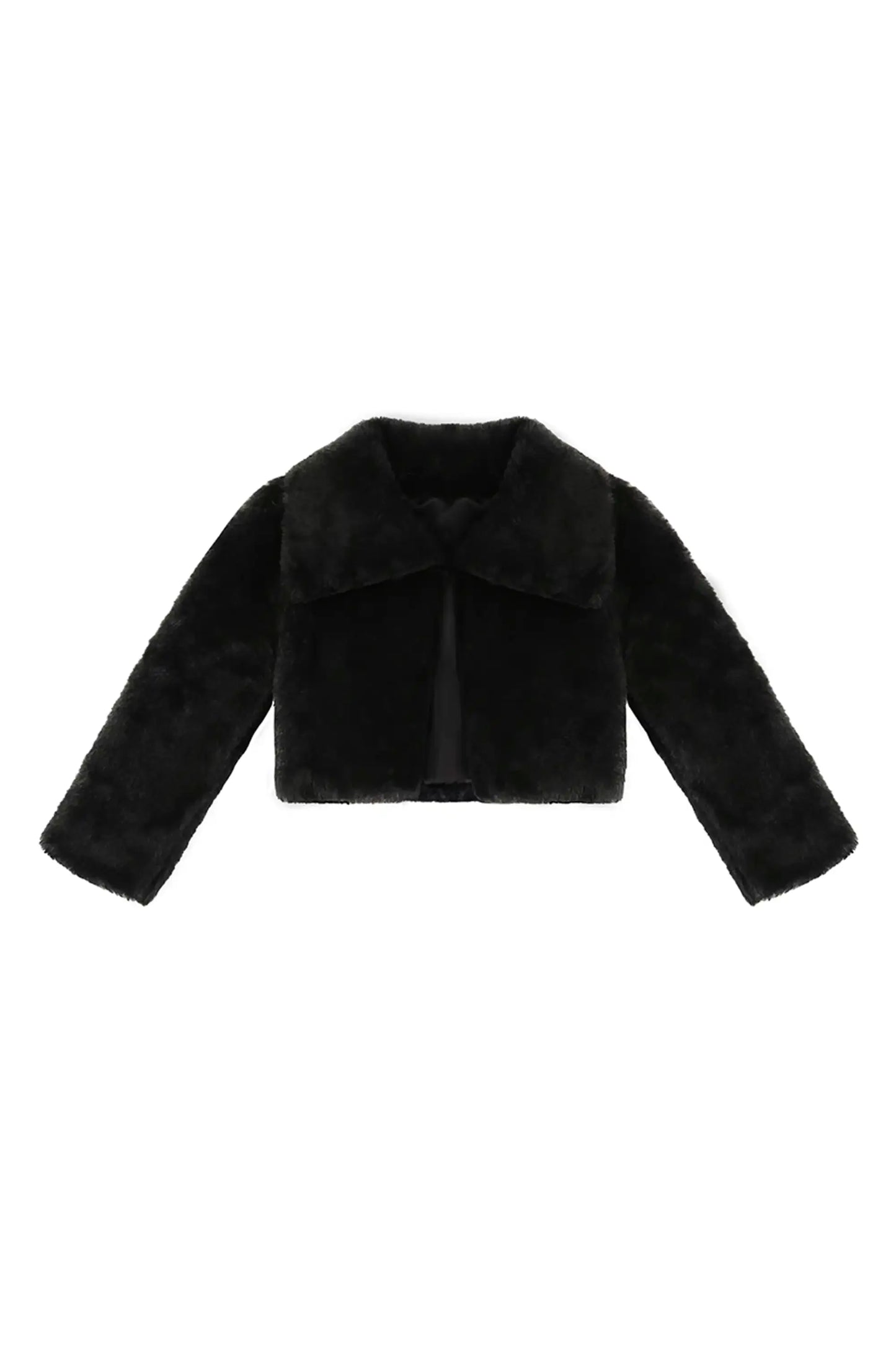 Girls Faux Fur Shrug Jacket Tied Ribbon Cozy Bolero
