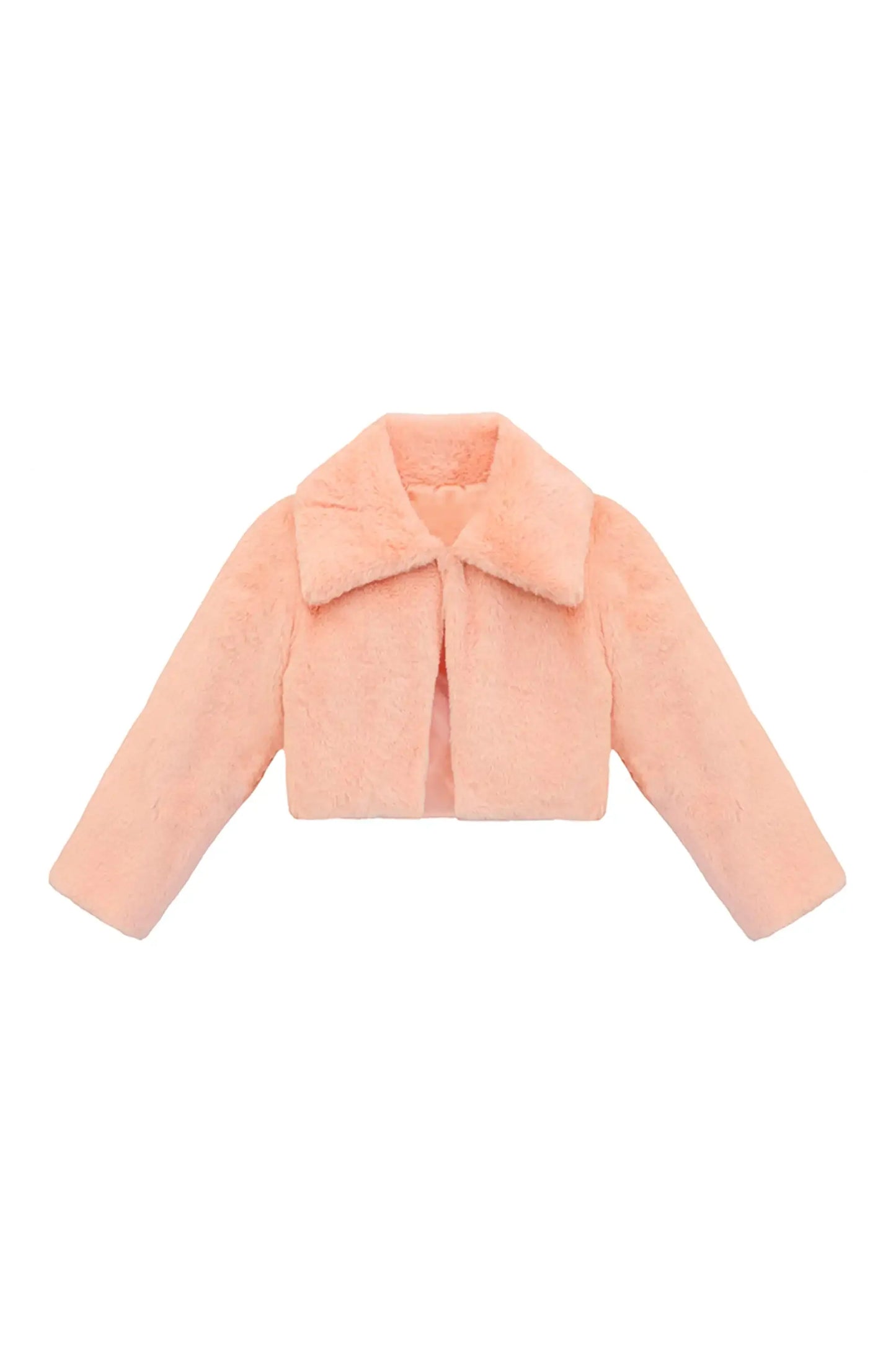 Girls Faux Fur Shrug Jacket Tied Ribbon Cozy Bolero