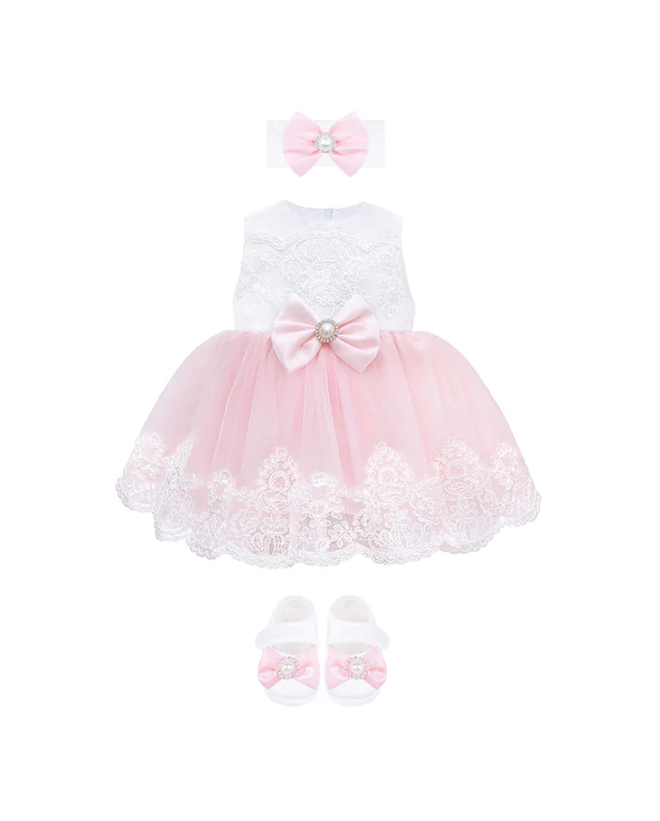 Newborn 6-Piece Lace & Tulle Princess Dress Set
