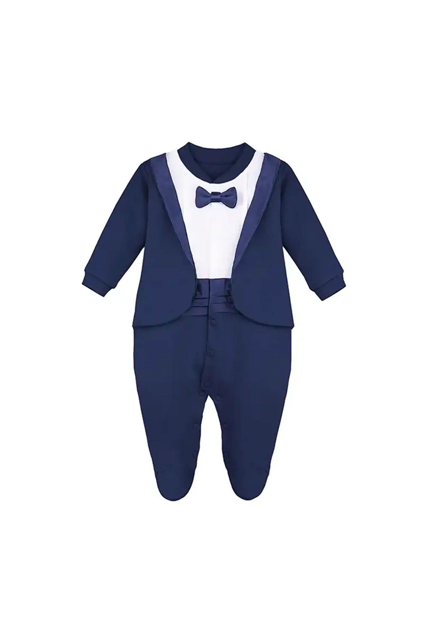 Baby Boy Footie Tuxedo Outfit with Bow Tie for Christmas Holidays - The Perfect Gentleman Look
