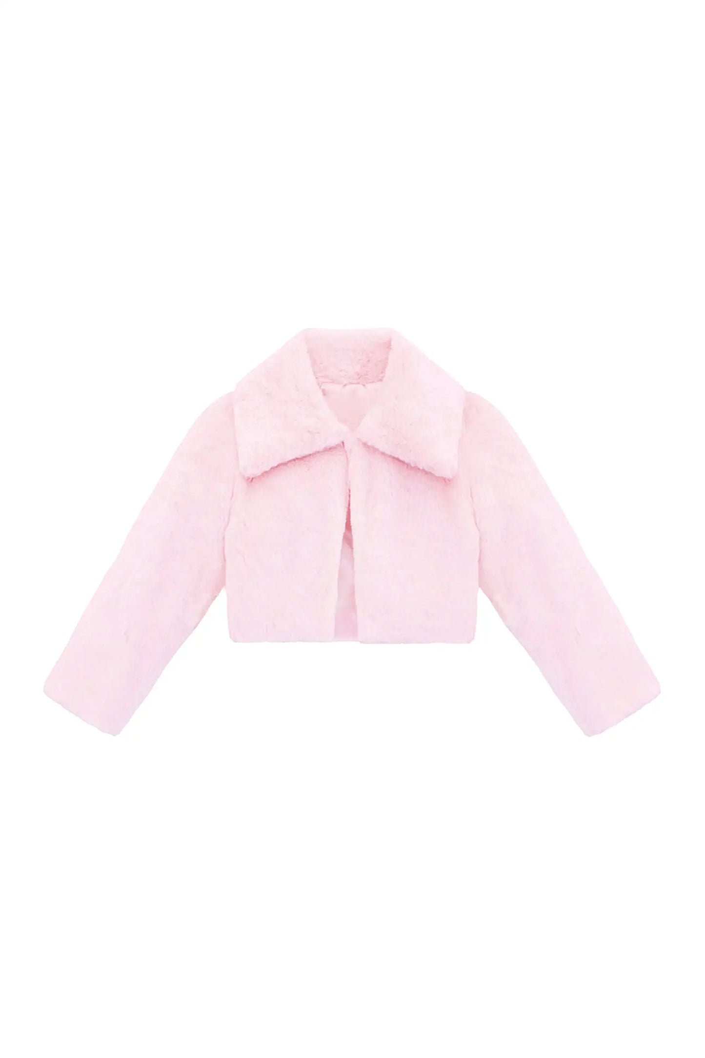 Girls Faux Fur Shrug Jacket Tied Ribbon Cozy Bolero