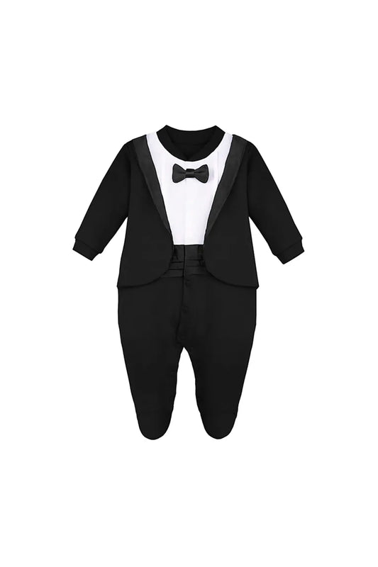 Baby Boy Footie Tuxedo Outfit with Bow Tie for Christmas Holidays - The Perfect Gentleman Look