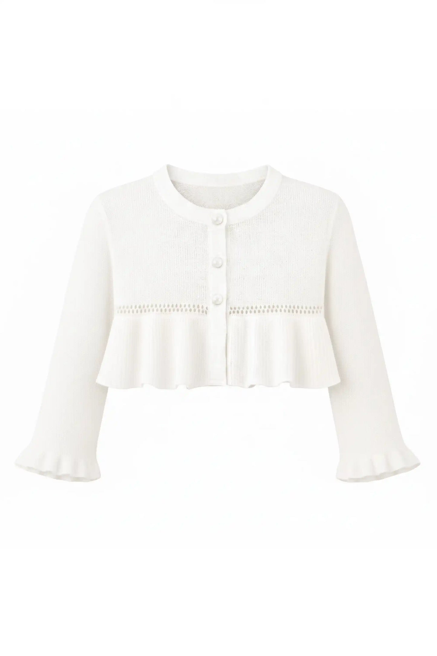 Baby Girls' Long Sleeve Knit One Button Closure Bolero Shrug