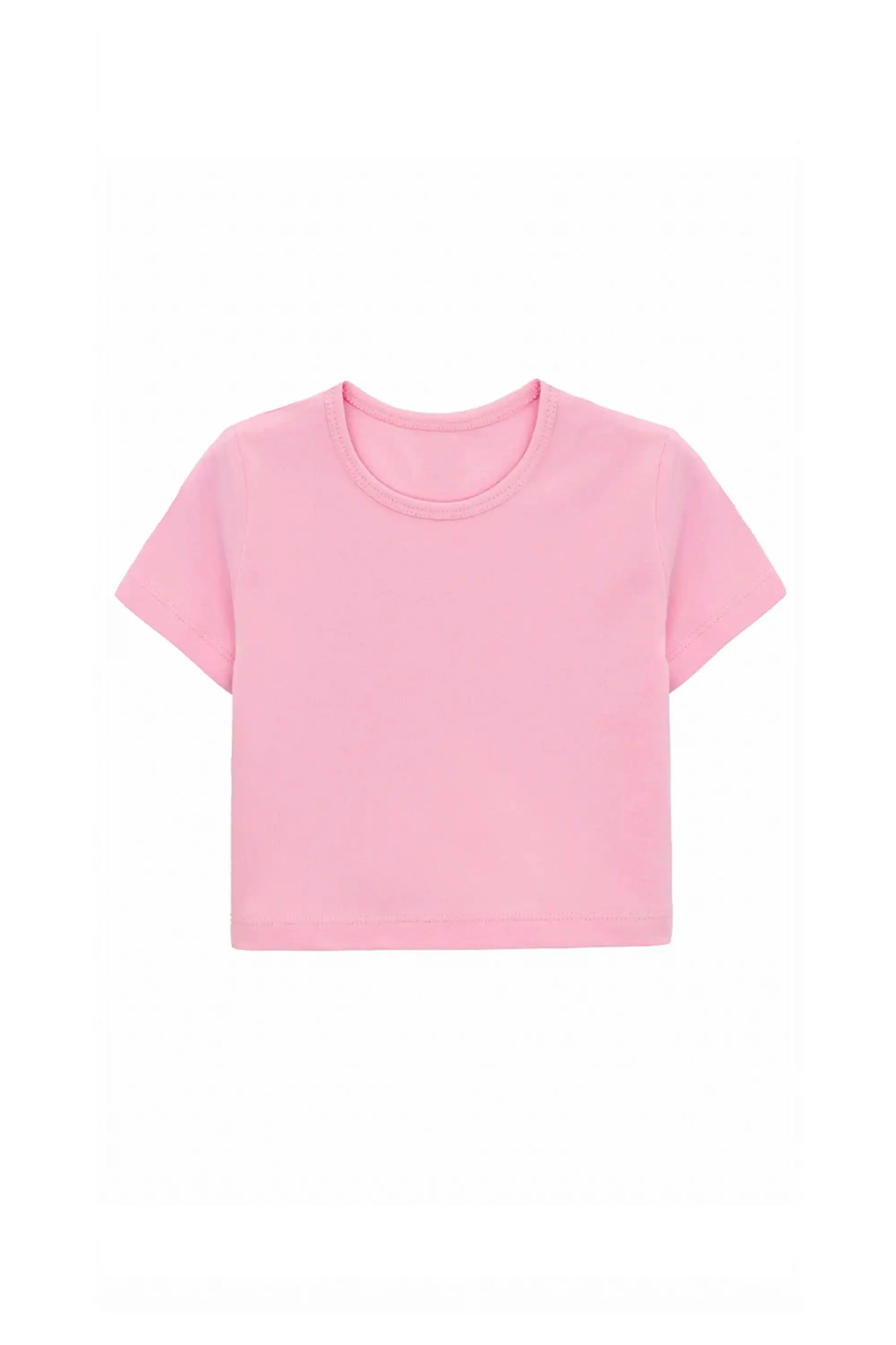 Girls Short Sleeve Crewneck Crop Top Tee