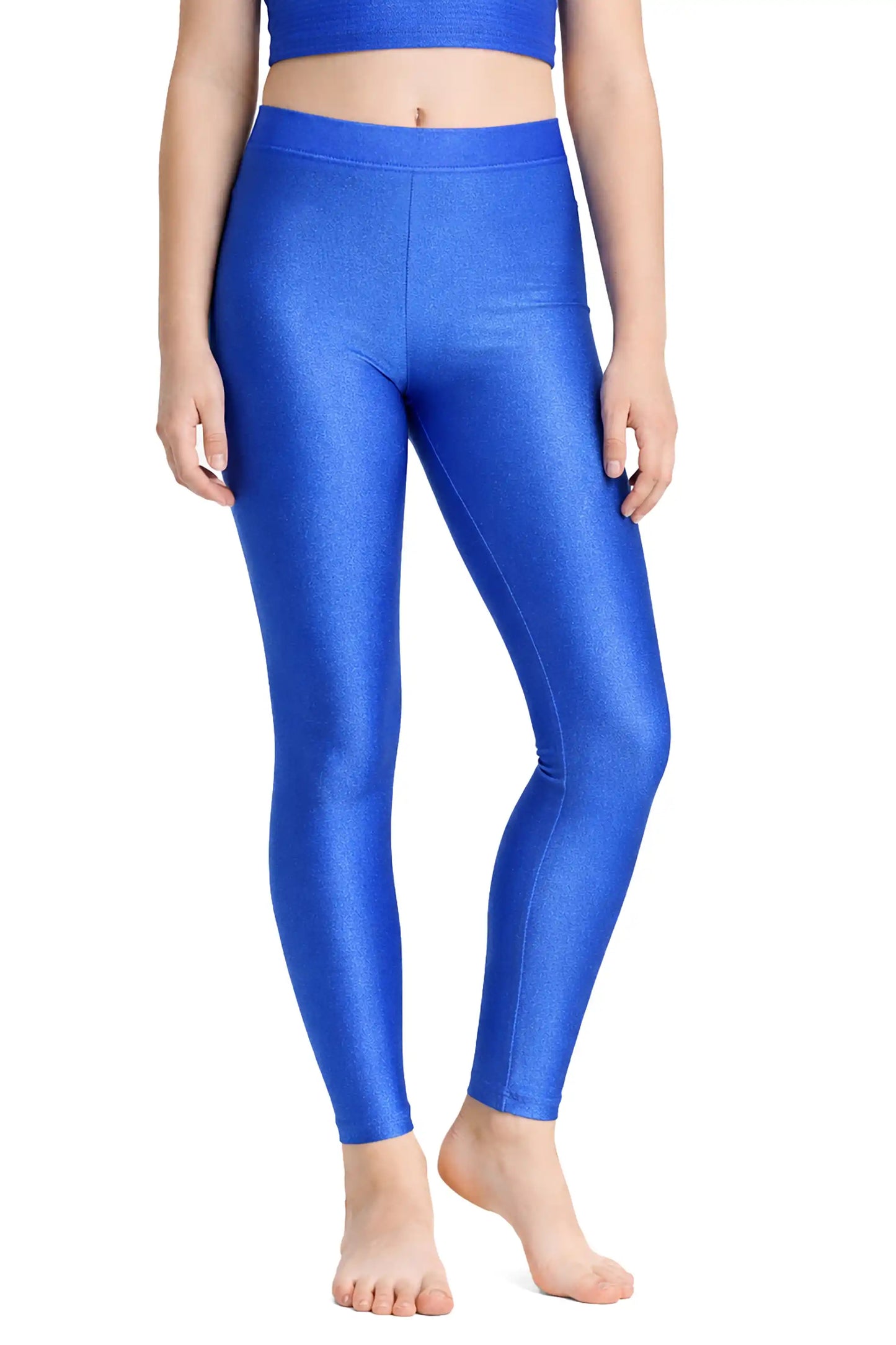Girls Shiny High Waisted Leggings – Dance & Gymnastics Stretch Tights