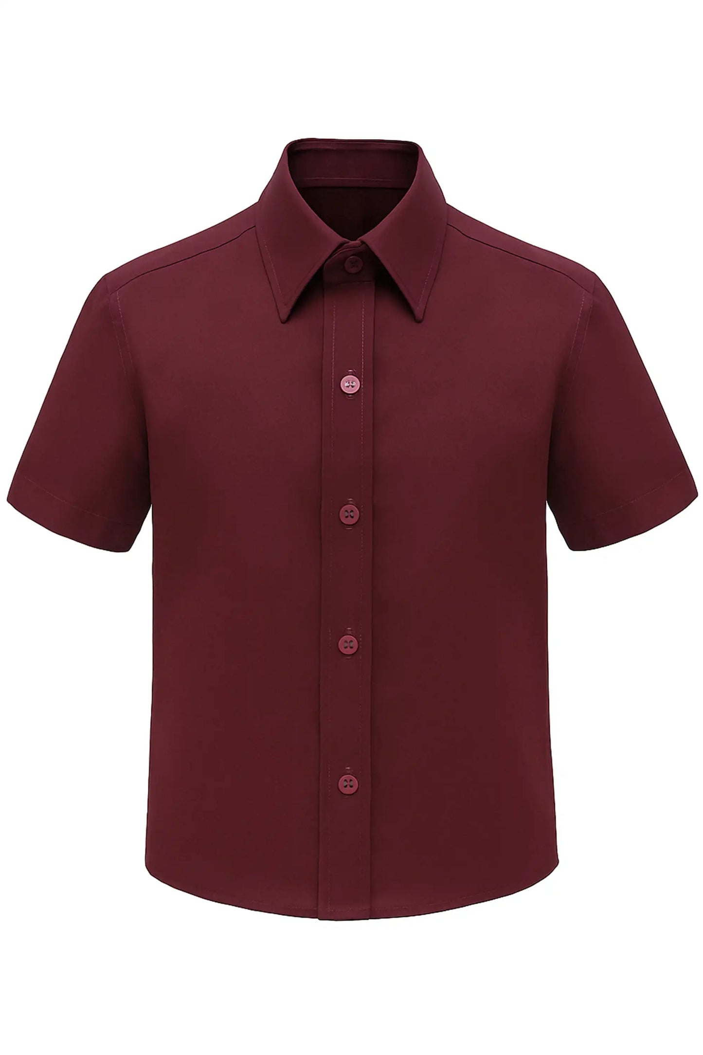 Boys Classic Short Sleeve Button Down Casual Solid Dress Shirt