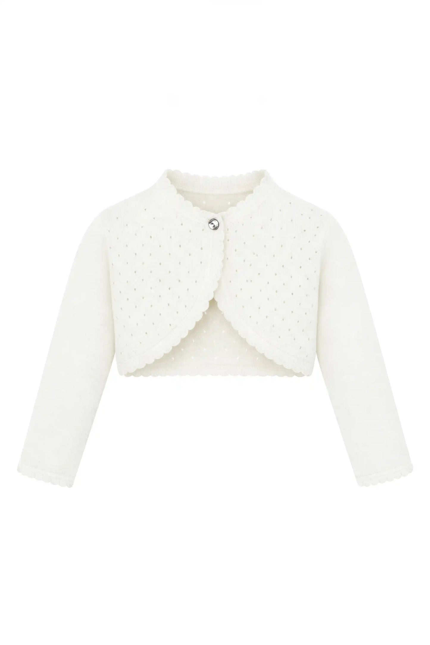 Baby Girls' Long Sleeve Knit One Button Closure Bolero Shrug