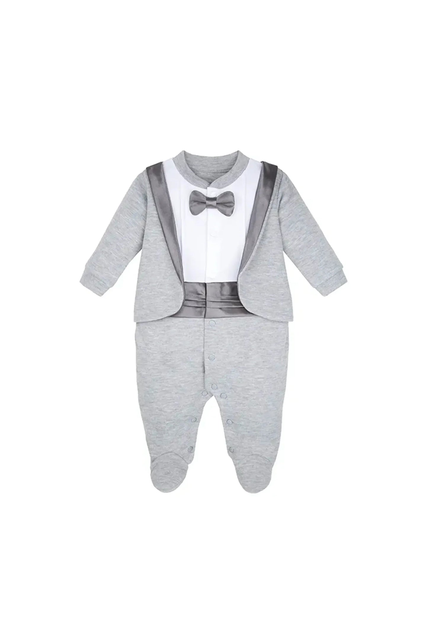 Baby Boy Footie Tuxedo Outfit with Bow Tie for Christmas Holidays - The Perfect Gentleman Look
