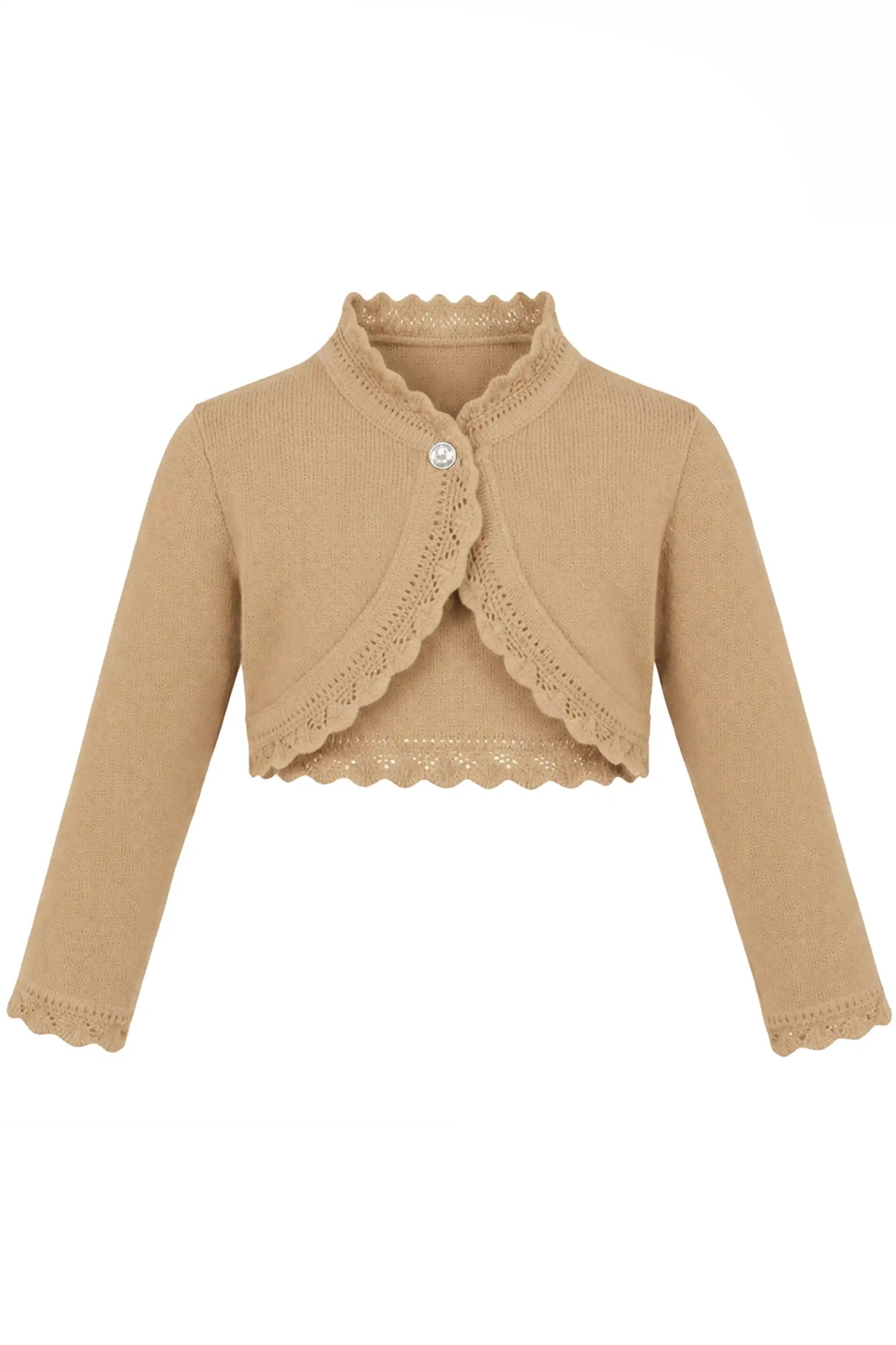Little Girls' Knit Long Sleeve Button Closure Bolero Cardigan Shrug