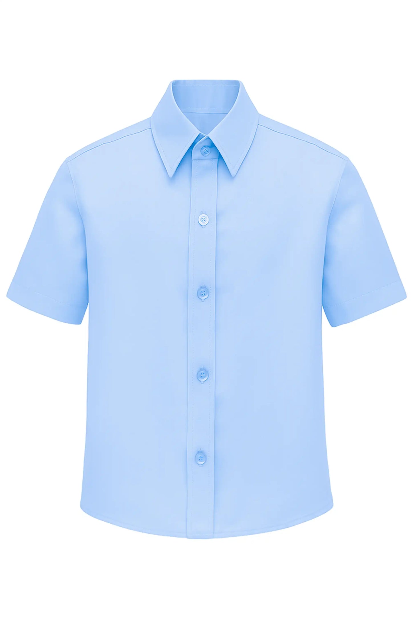 Boys Classic Short Sleeve Button Down Casual Solid Dress Shirt