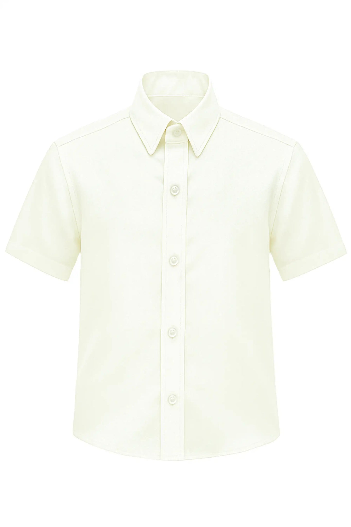 Boys Classic Short Sleeve Button Down Casual Solid Dress Shirt