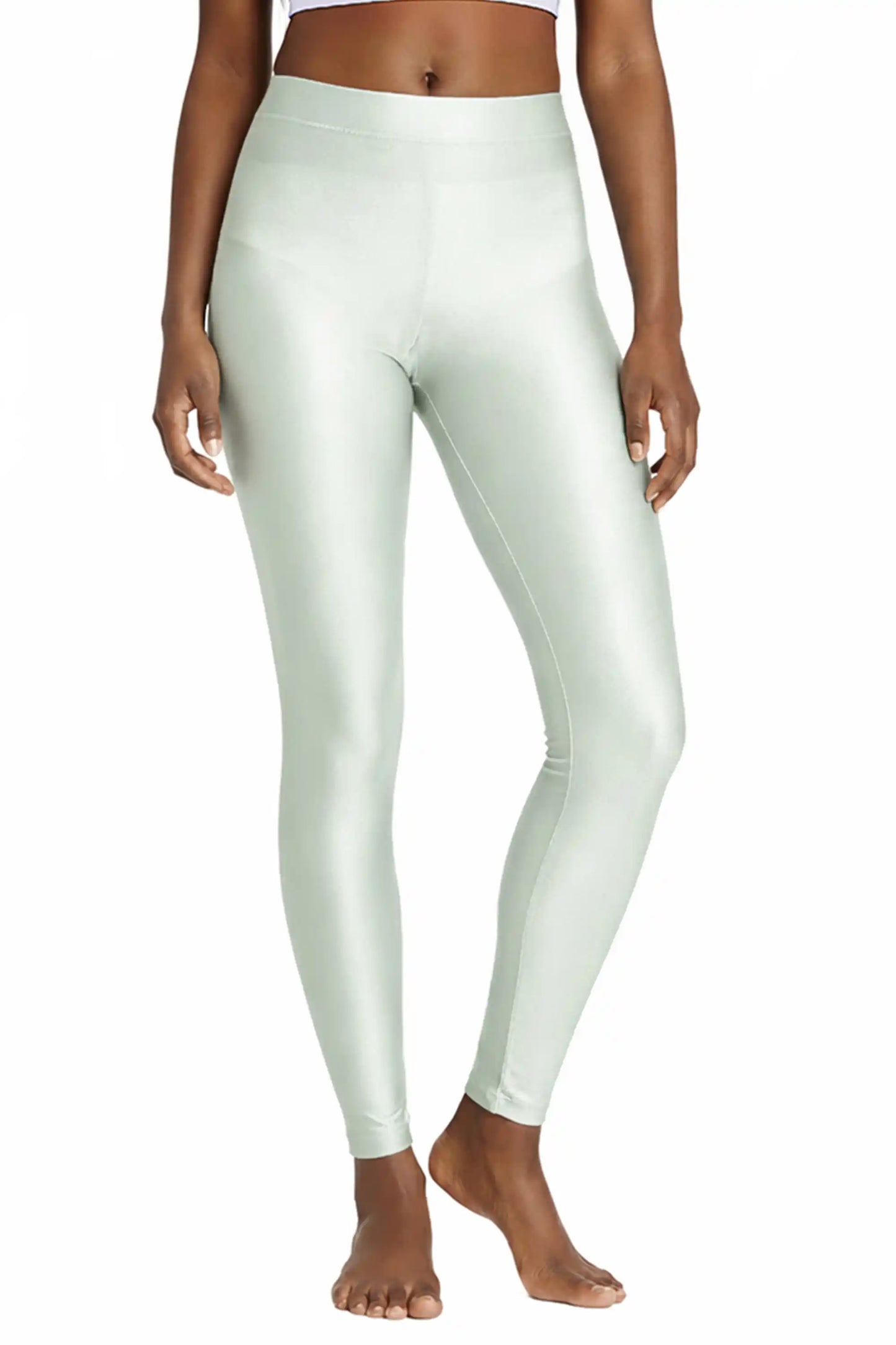 Girls Shiny High Waisted Leggings – Dance & Gymnastics Stretch Tights