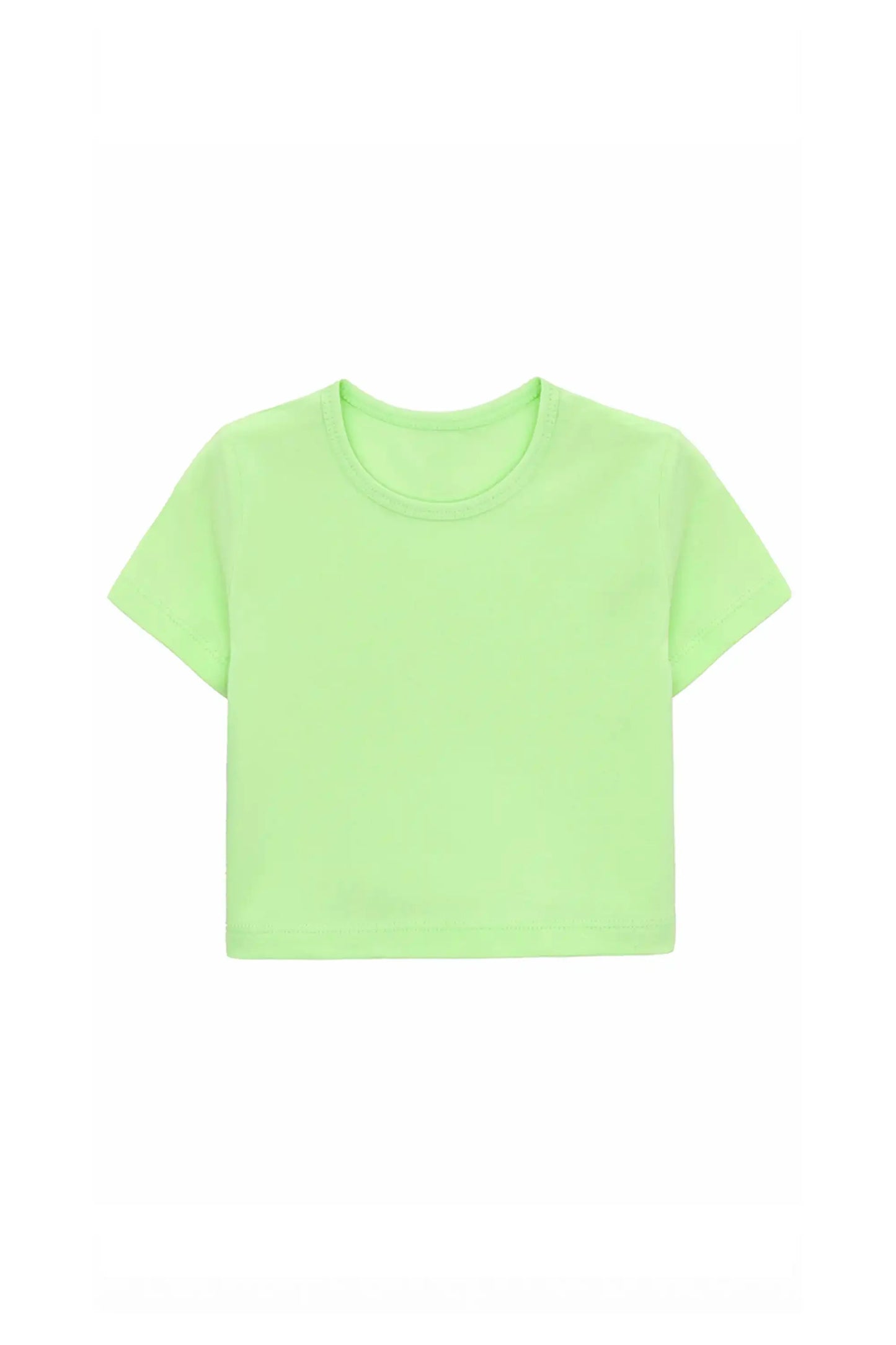 Girls Short Sleeve Crewneck Crop Top Tee