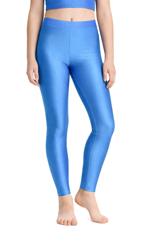 Girls Shiny High Waisted Leggings – Dance & Gymnastics Stretch Tights