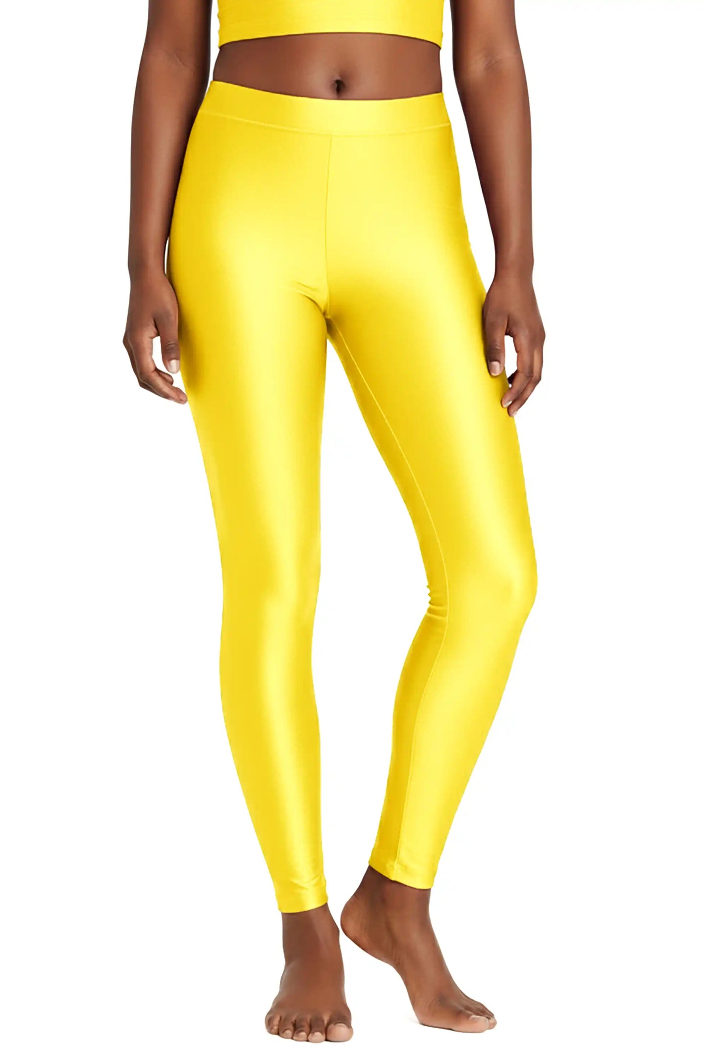 Girls Shiny High Waisted Leggings – Dance & Gymnastics Stretch Tights