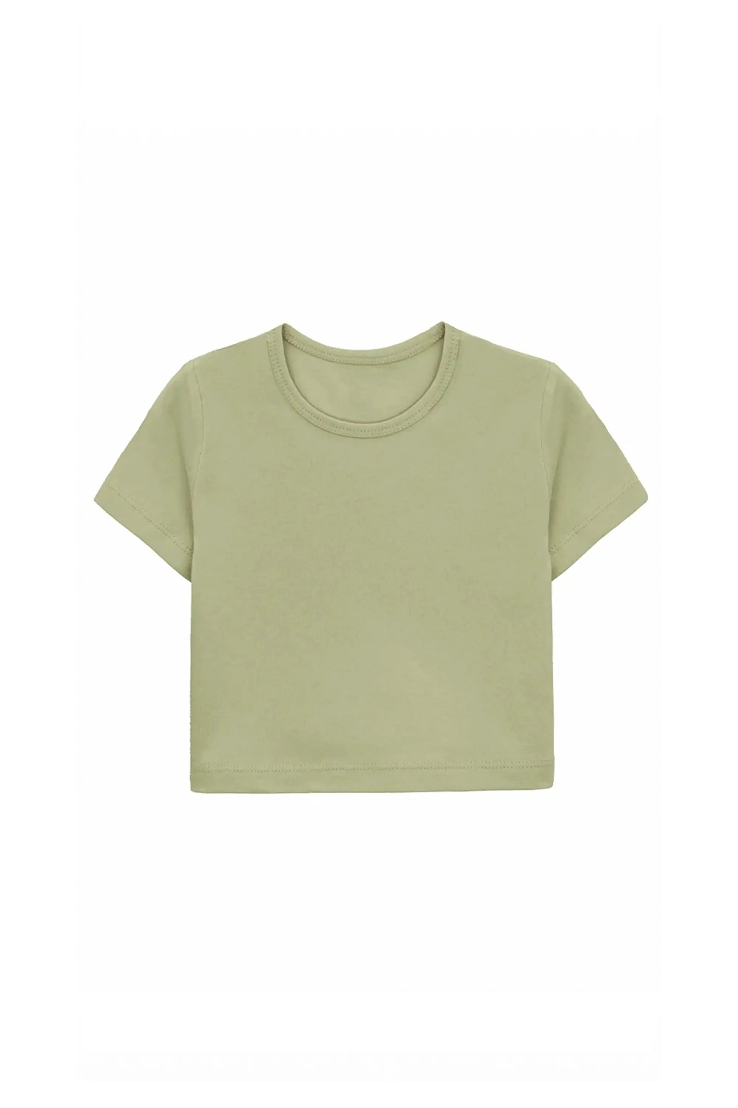 Girls Short Sleeve Crewneck Crop Top Tee