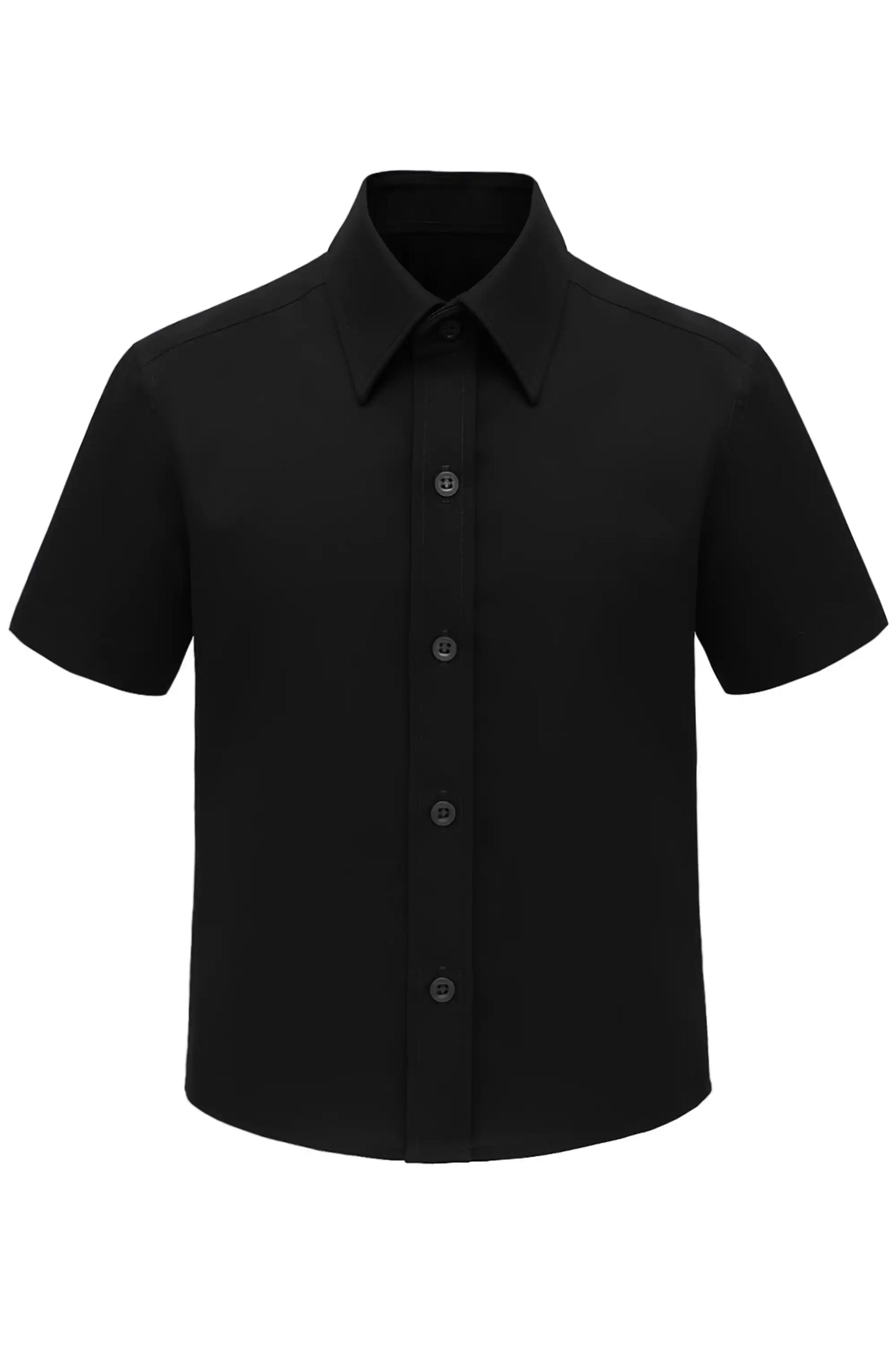 Boys Classic Short Sleeve Button Down Casual Solid Dress Shirt