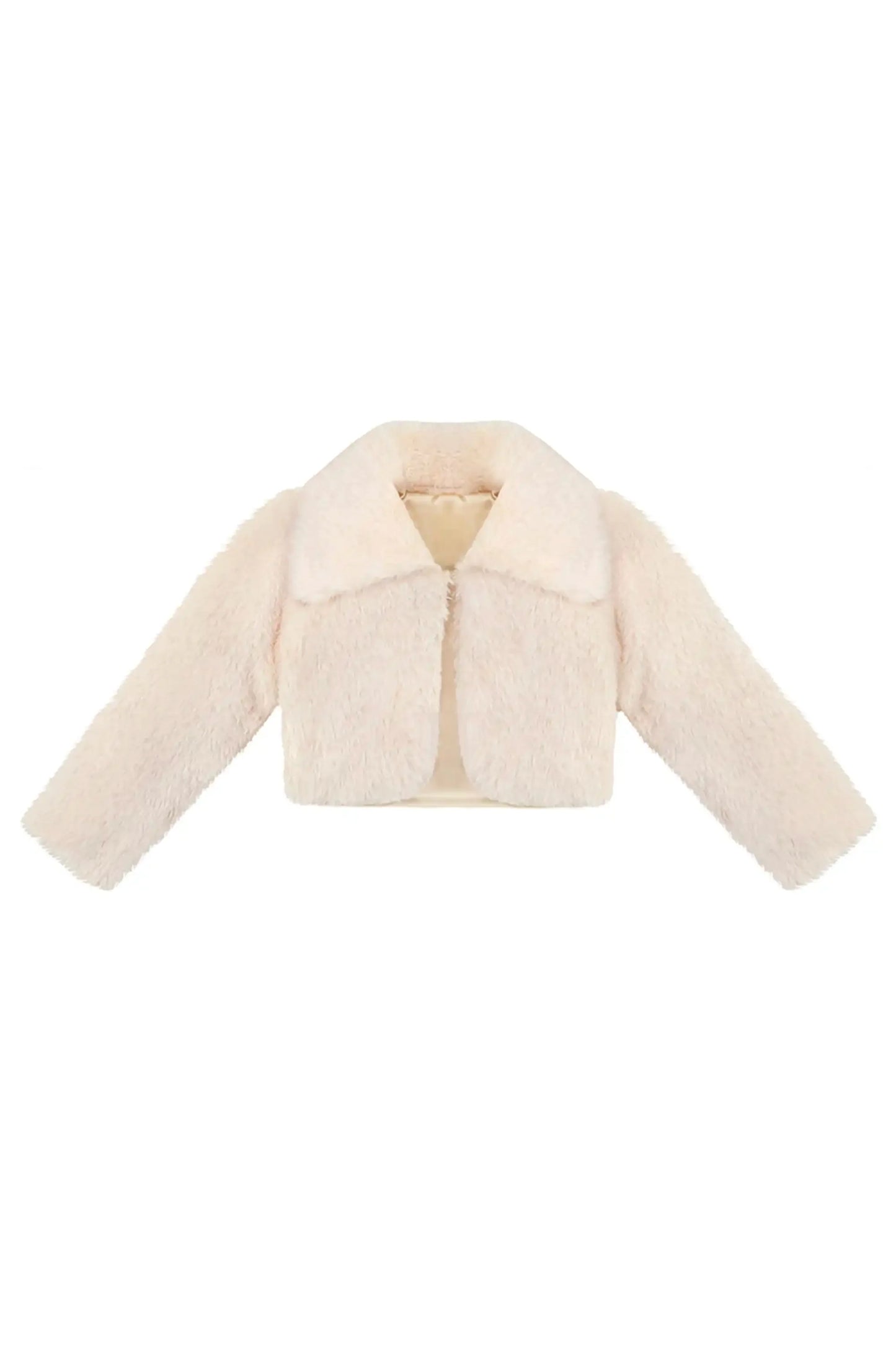 Girls Faux Fur Shrug Jacket Tied Ribbon Cozy Bolero
