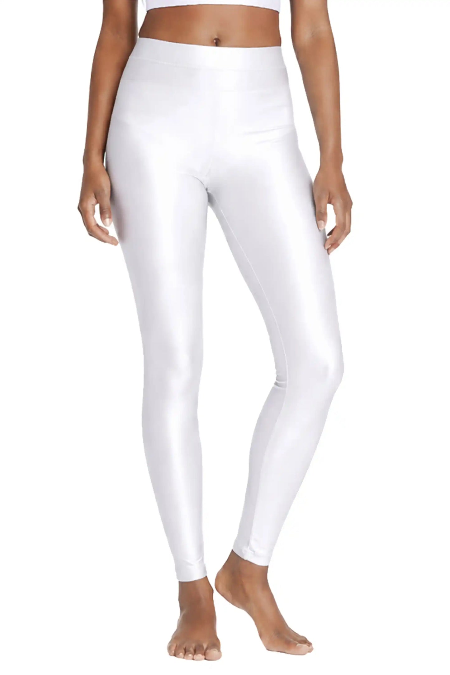 Girls Shiny High Waisted Leggings – Dance & Gymnastics Stretch Tights