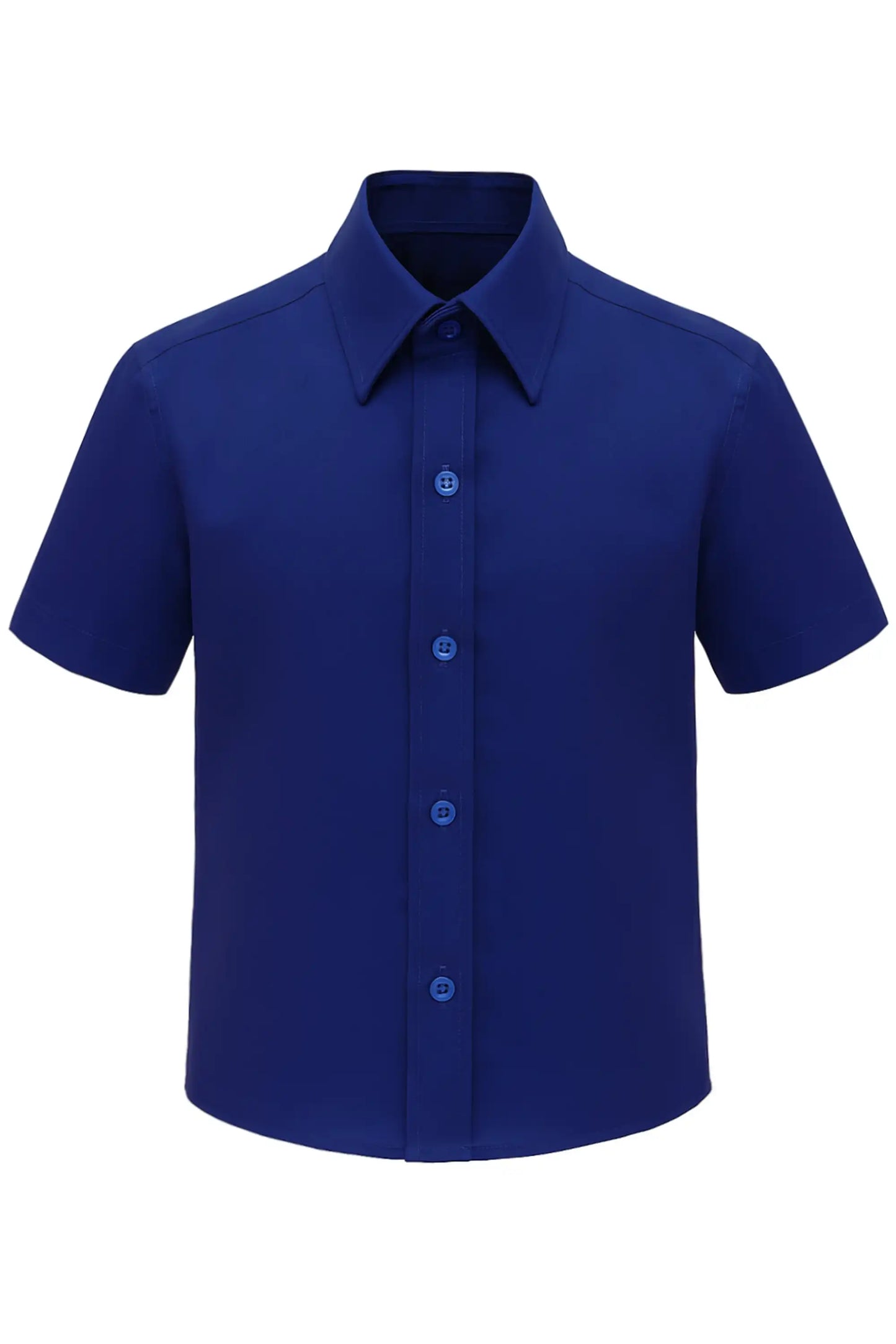 Boys Classic Short Sleeve Button Down Casual Solid Dress Shirt
