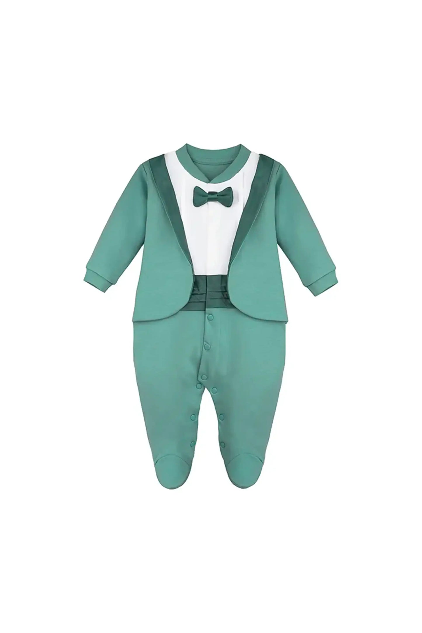 Baby Boy Footie Tuxedo Outfit with Bow Tie for Christmas Holidays - The Perfect Gentleman Look