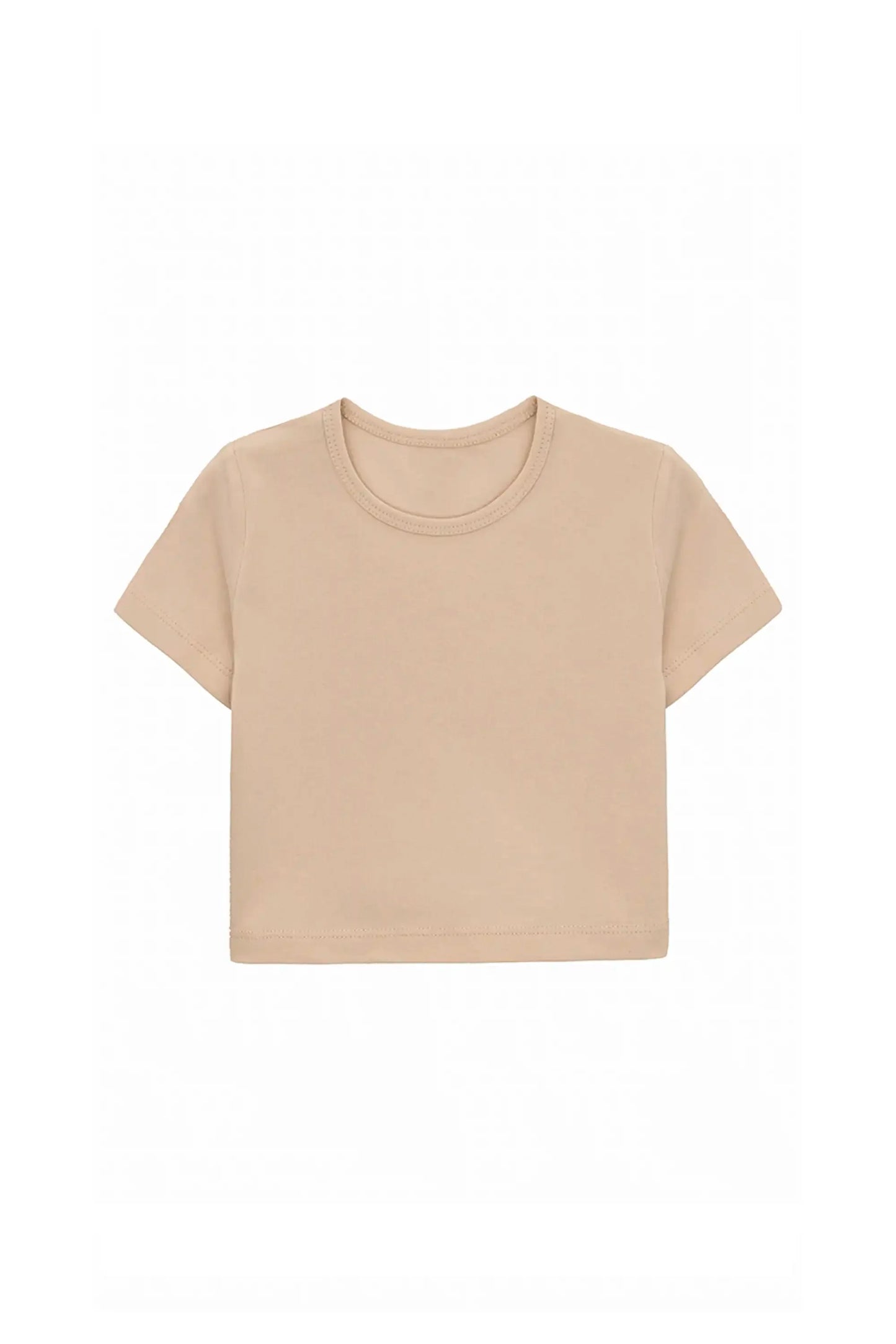 Girls Short Sleeve Crewneck Crop Top Tee