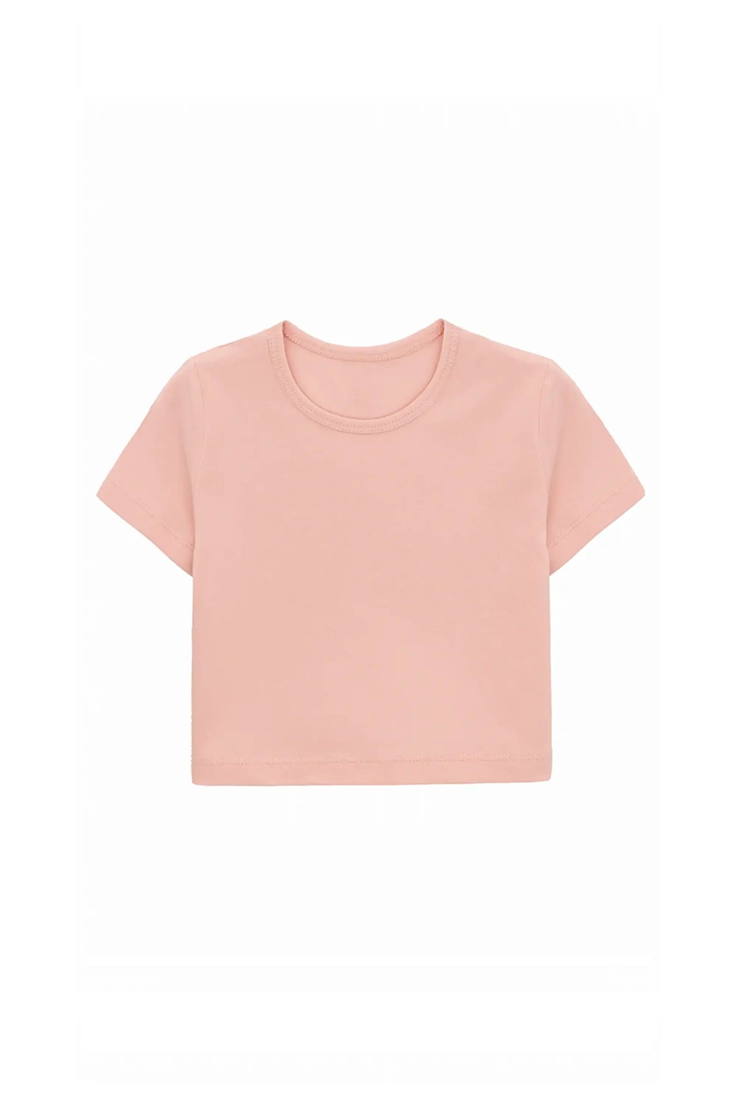 Girls Short Sleeve Crewneck Crop Top Tee
