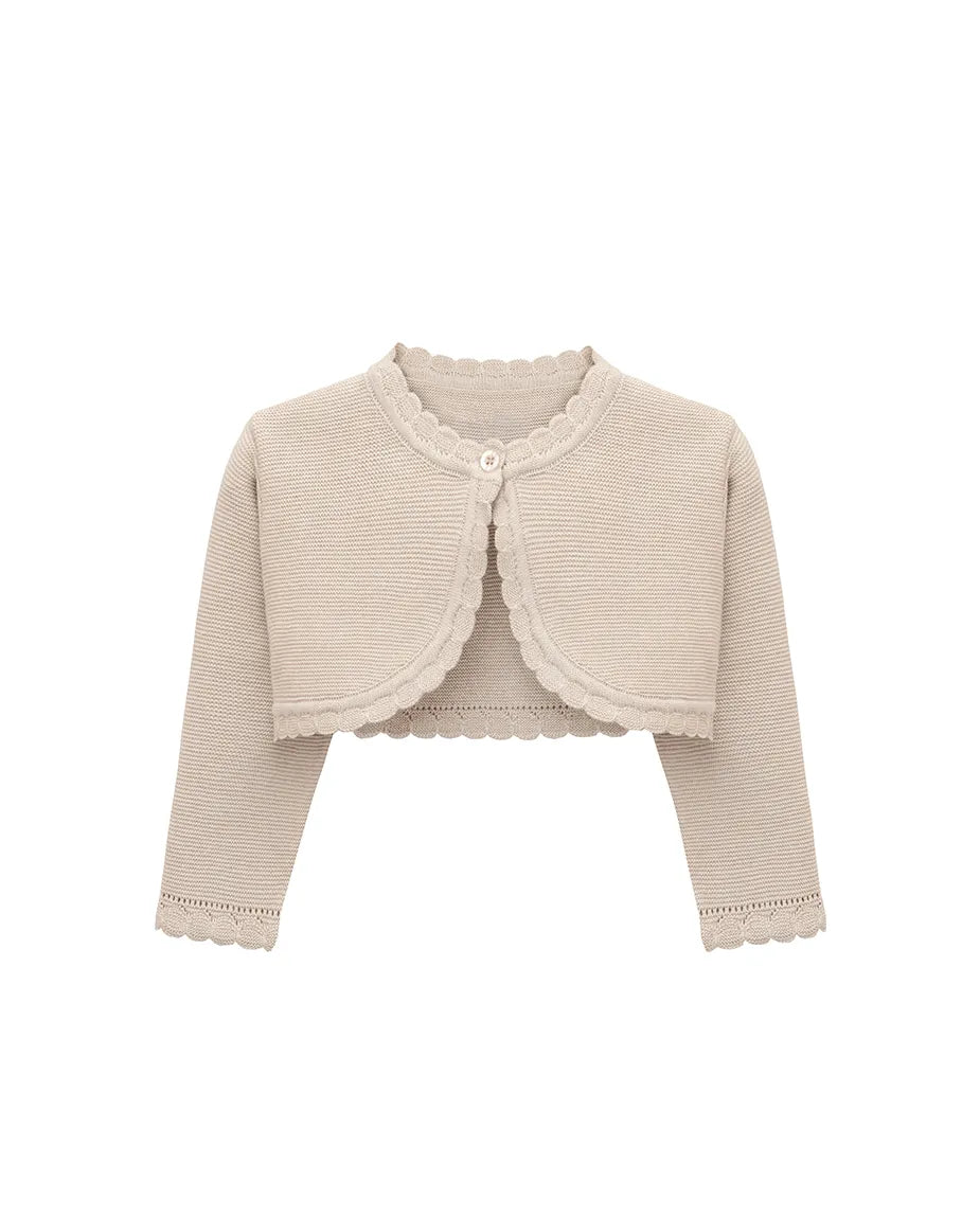 Girls' Long Sleeve Knit Button Closure Bolero Shrug