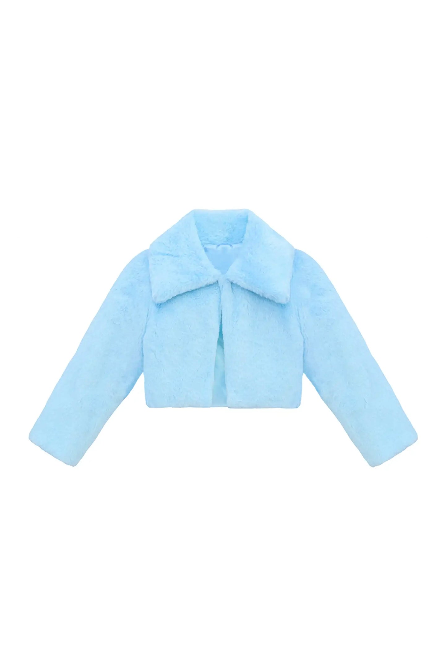 Girls Faux Fur Shrug Jacket Tied Ribbon Cozy Bolero