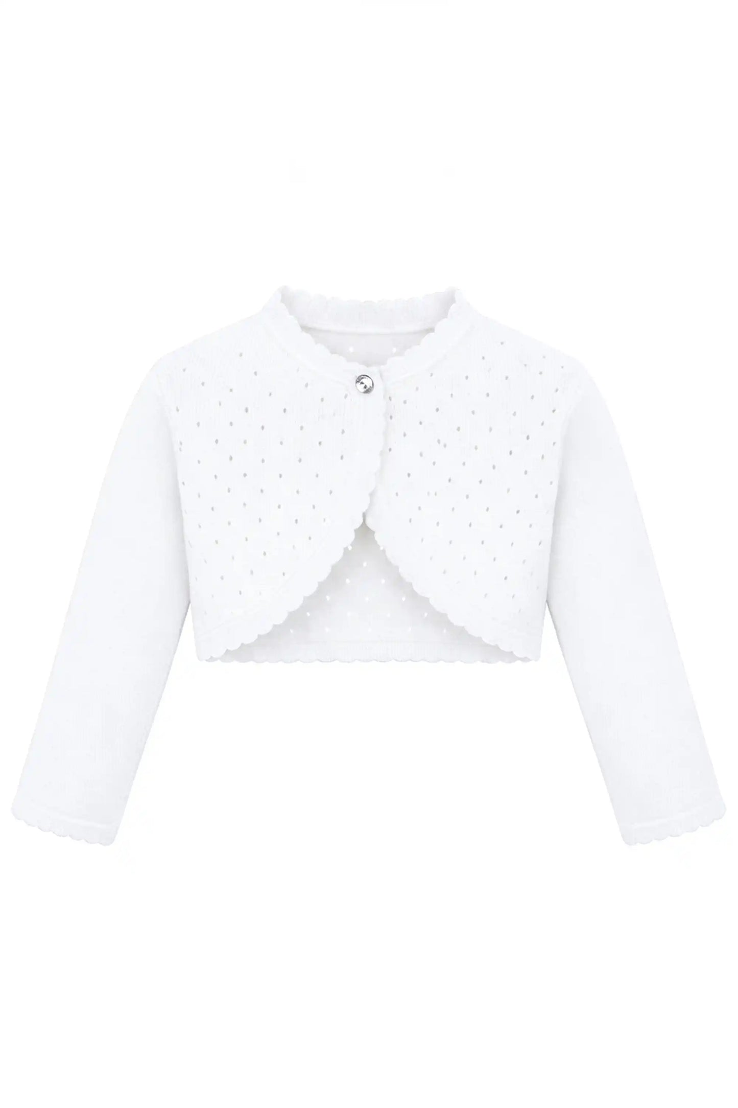 Baby Girls' Long Sleeve Knit One Button Closure Bolero Shrug
