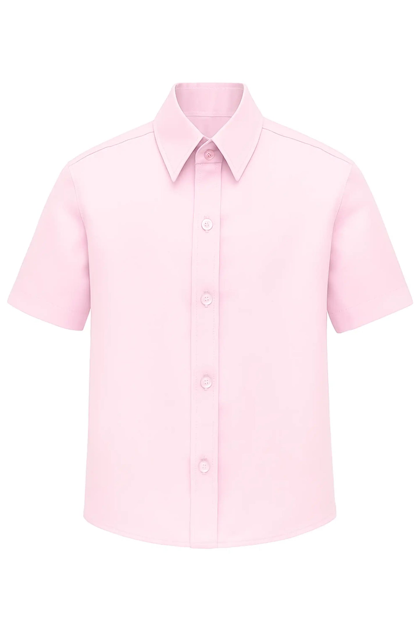 Boys Classic Short Sleeve Button Down Casual Solid Dress Shirt
