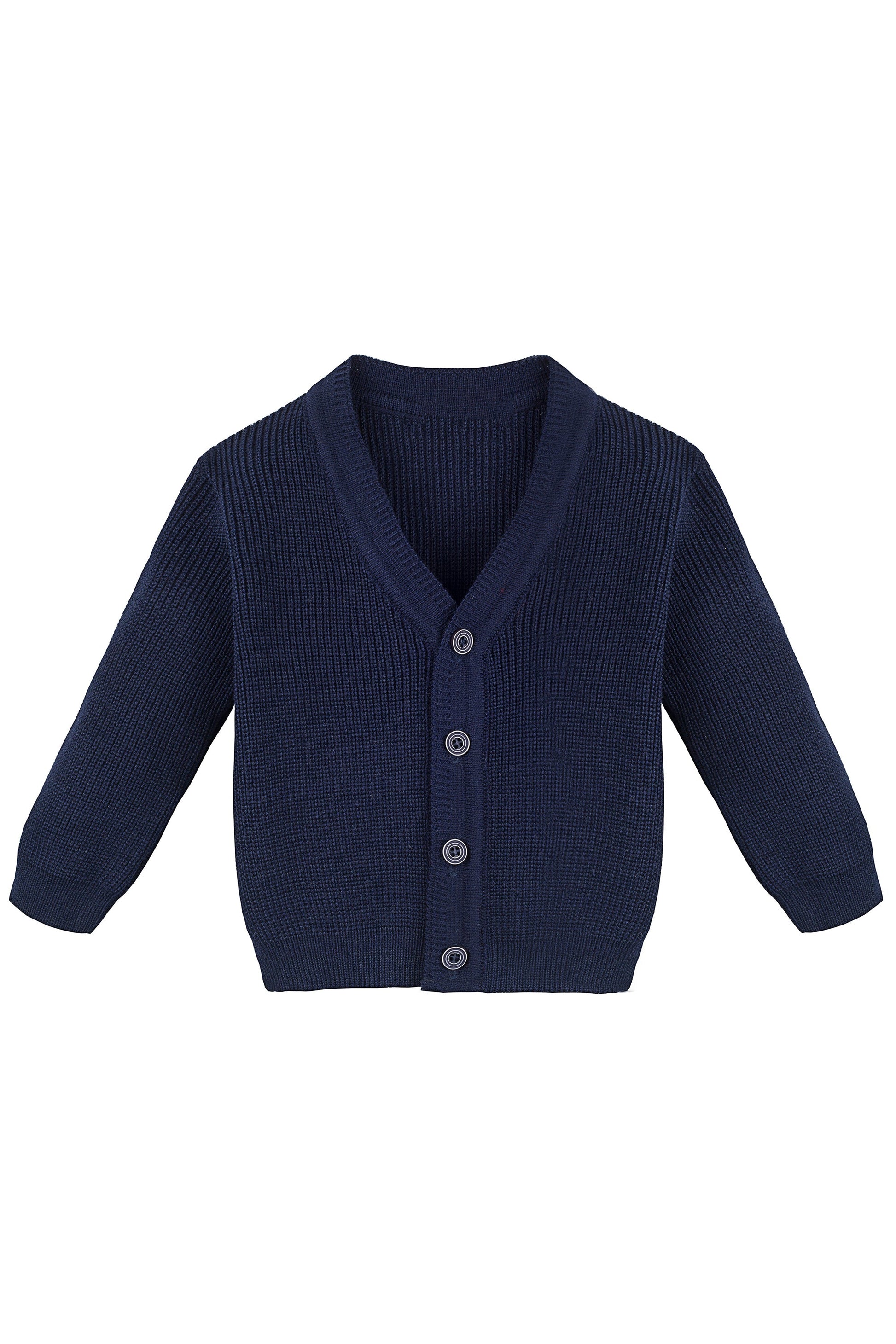 Boys' ribbed knit v-neck four buttoned cardigan; perfect for baby boy clothes & christmas gift ideas