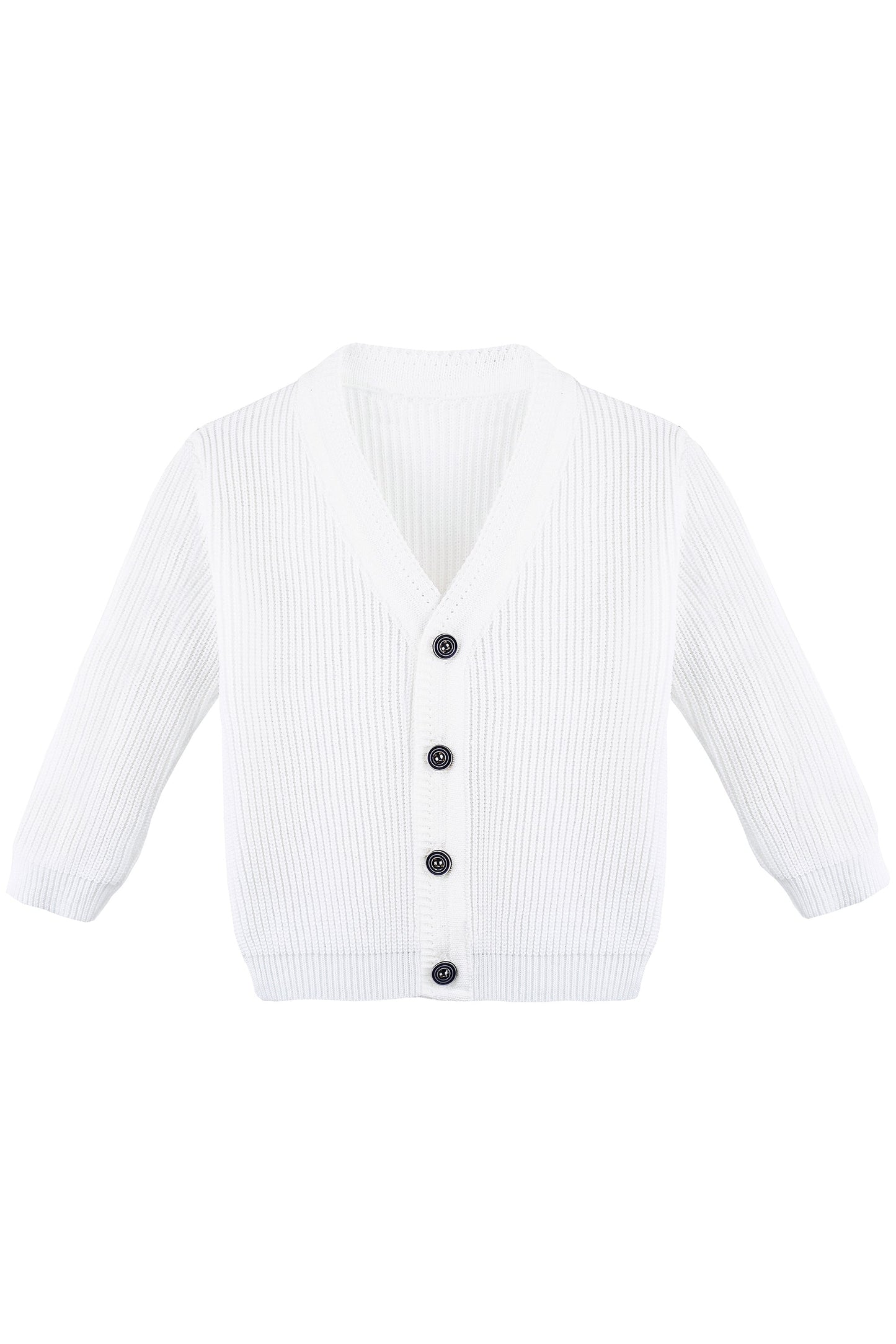 Boys' ribbed knit v-neck four buttoned cardigan; perfect for baby boy clothes & christmas gift ideas
