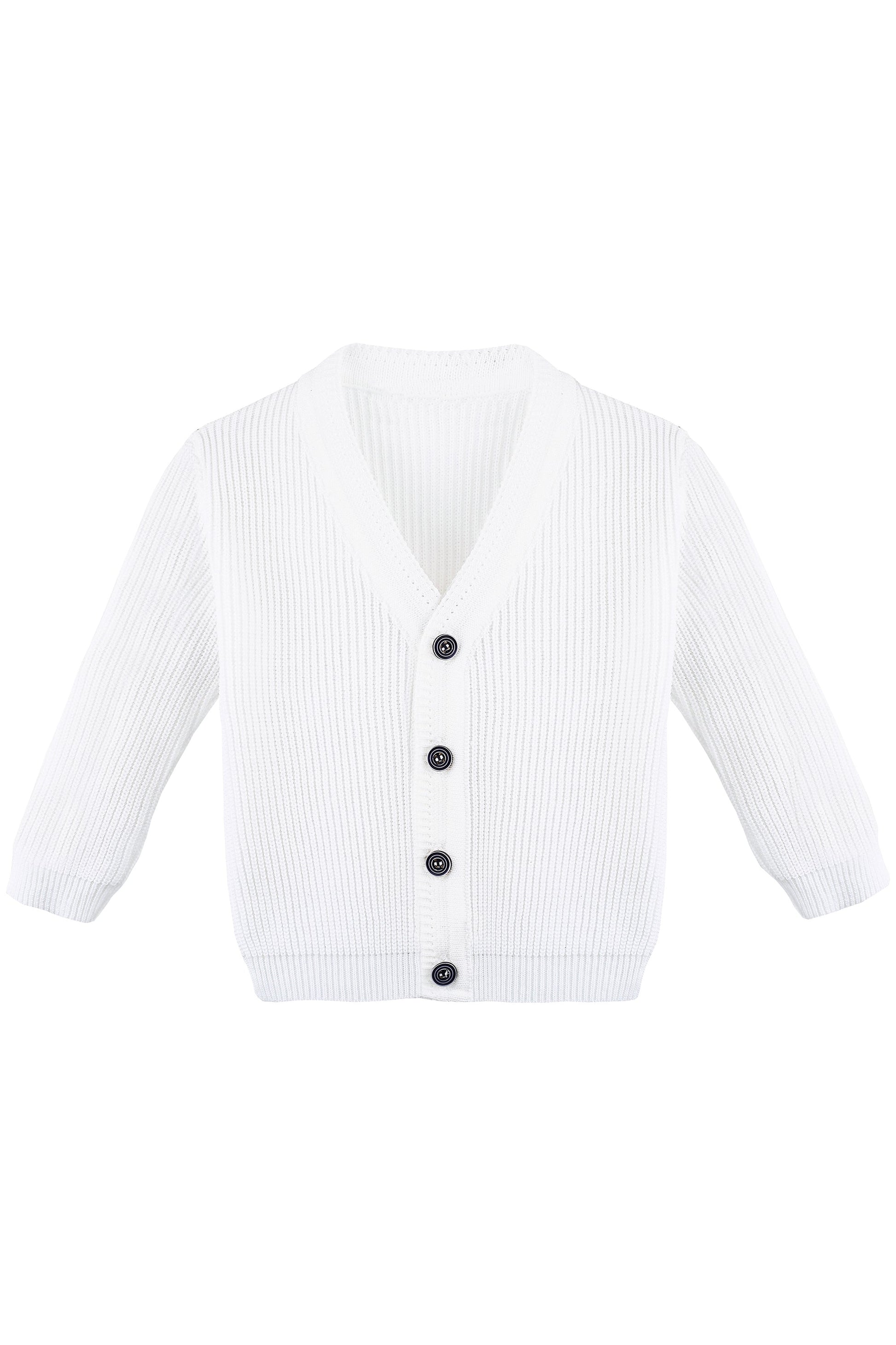 Boys' ribbed knit v-neck four buttoned cardigan; perfect for baby boy clothes & christmas gift ideas