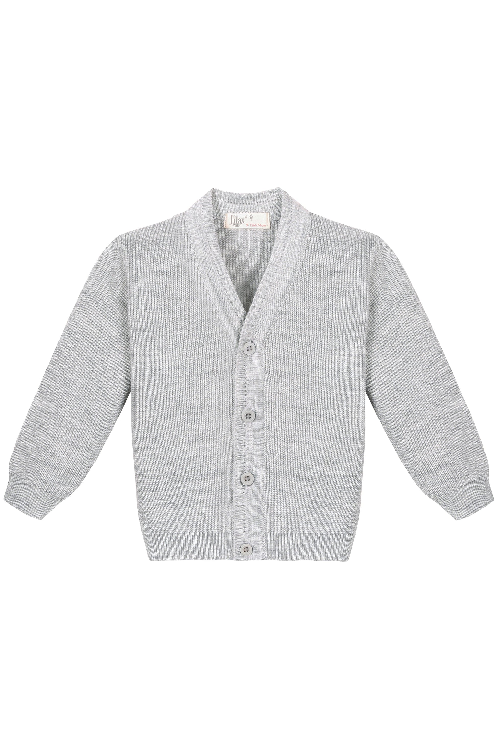 Boys' ribbed knit v-neck four buttoned cardigan; perfect for baby boy clothes & christmas gift ideas