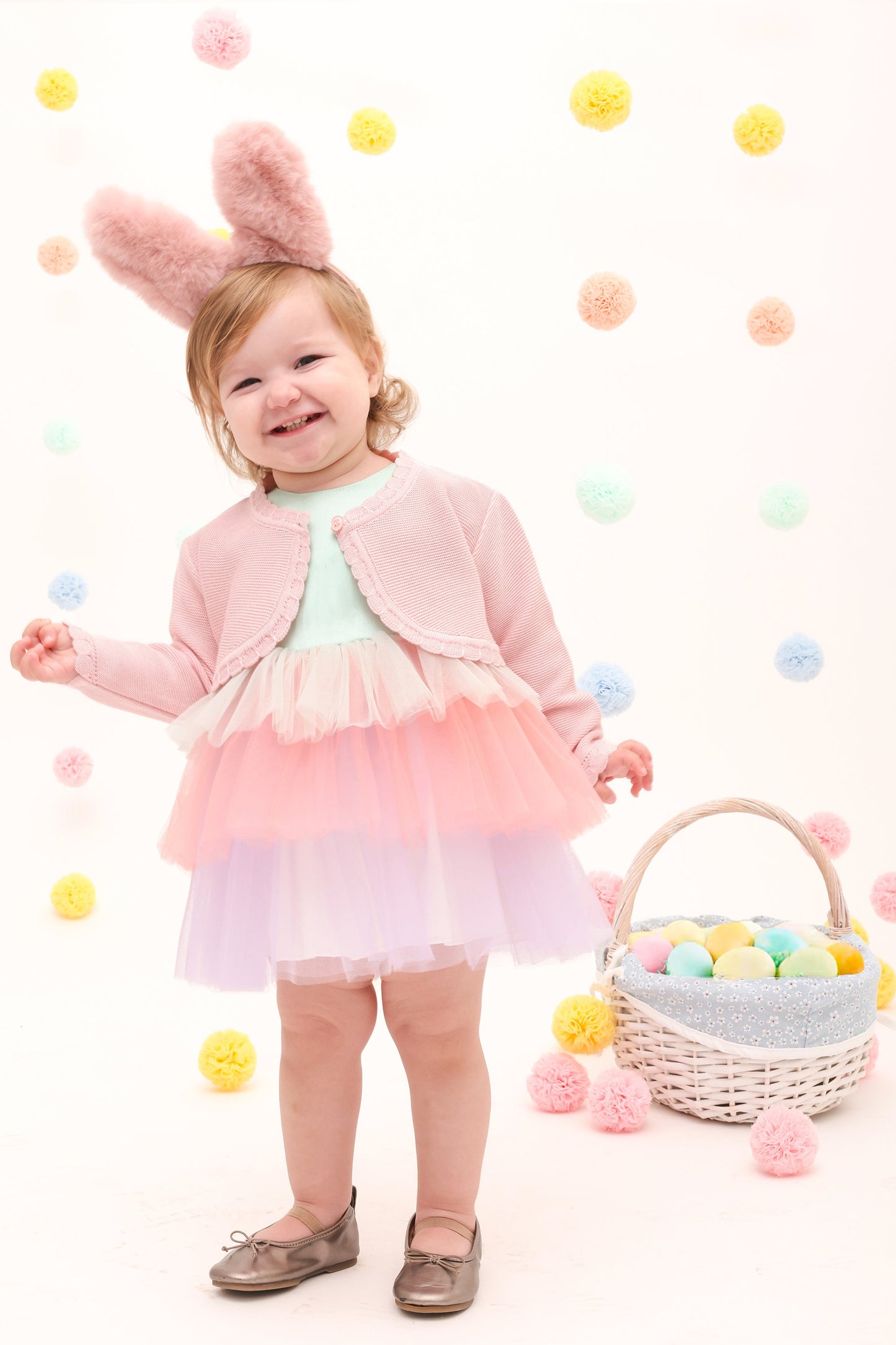 Baby Girls' Long Sleeve Knit Button Closure Bolero Shrug