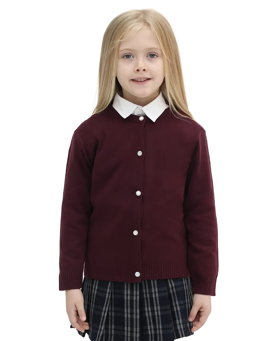 Girls Knit Pearl Buttoned Cardigan Sweater