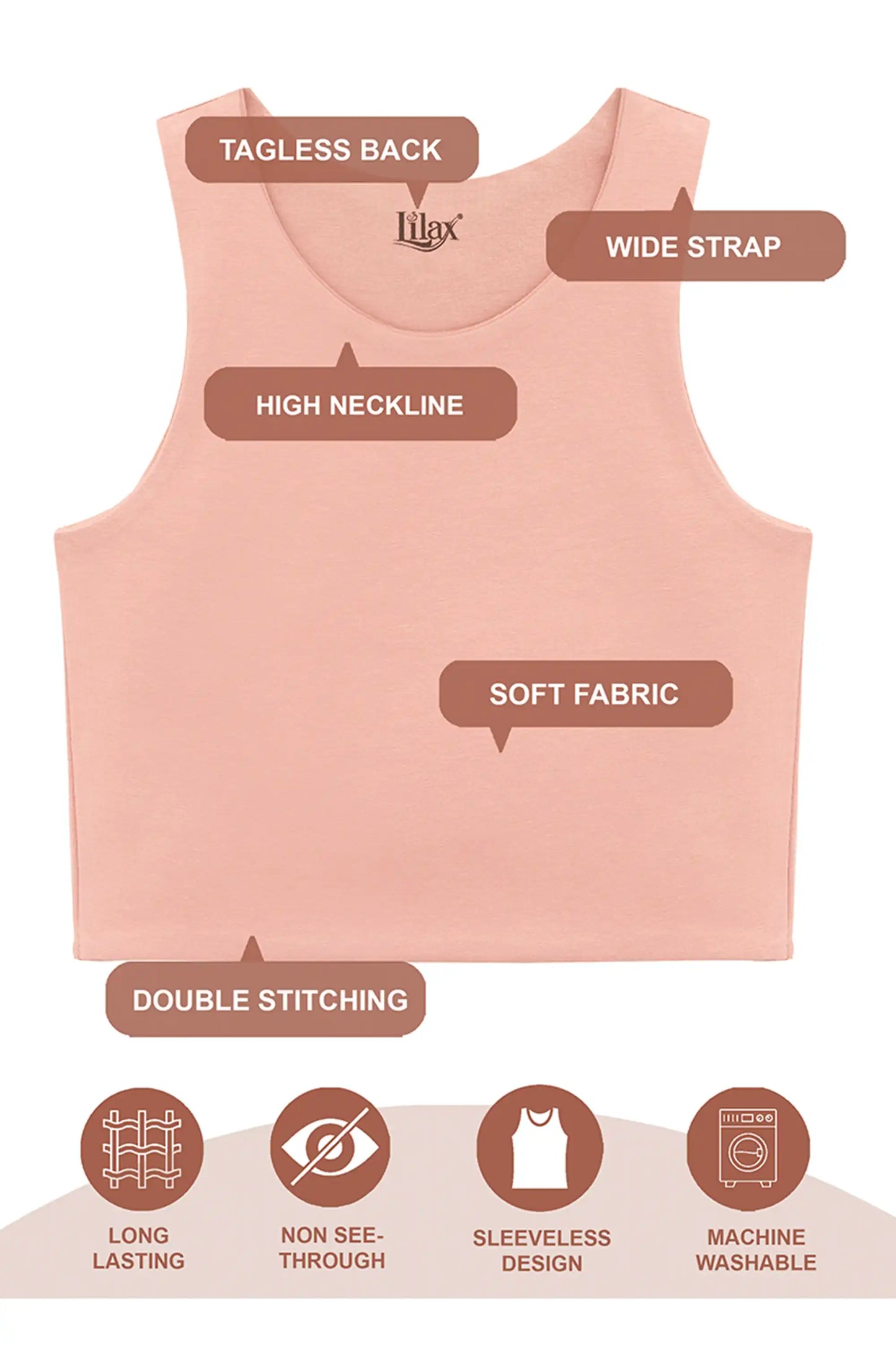 Girls' Double Lined Sleeveless Basic Crop Tank Top